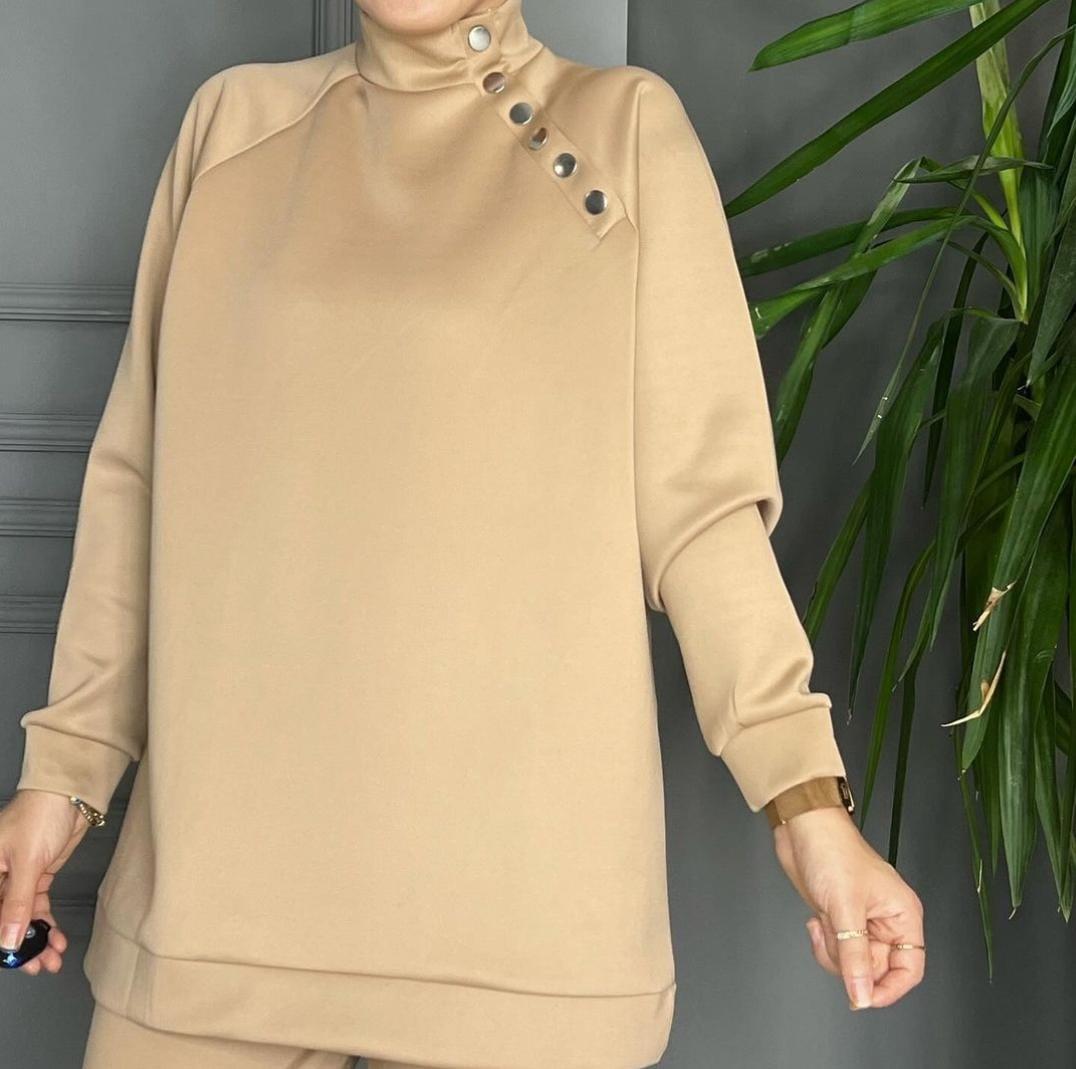 22166 YAKA DETAYI ÇITÇITLI CAMEL L-XL