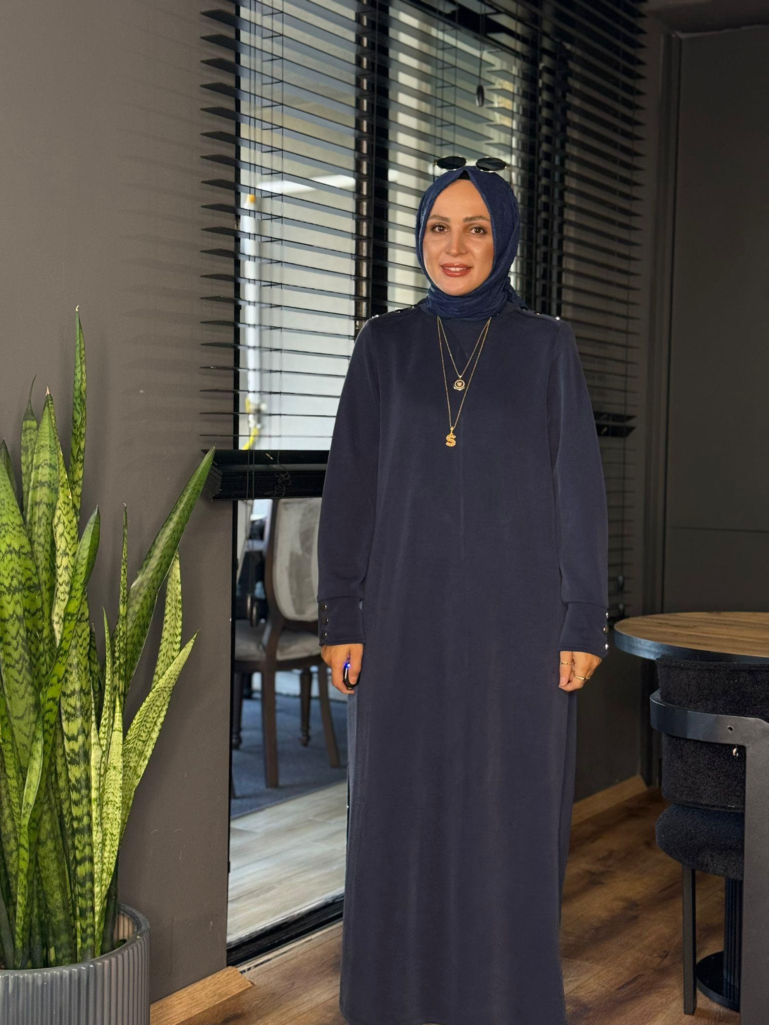 2257 ZİNCİRLİ OYSHO ELBİSE LACİVERT 