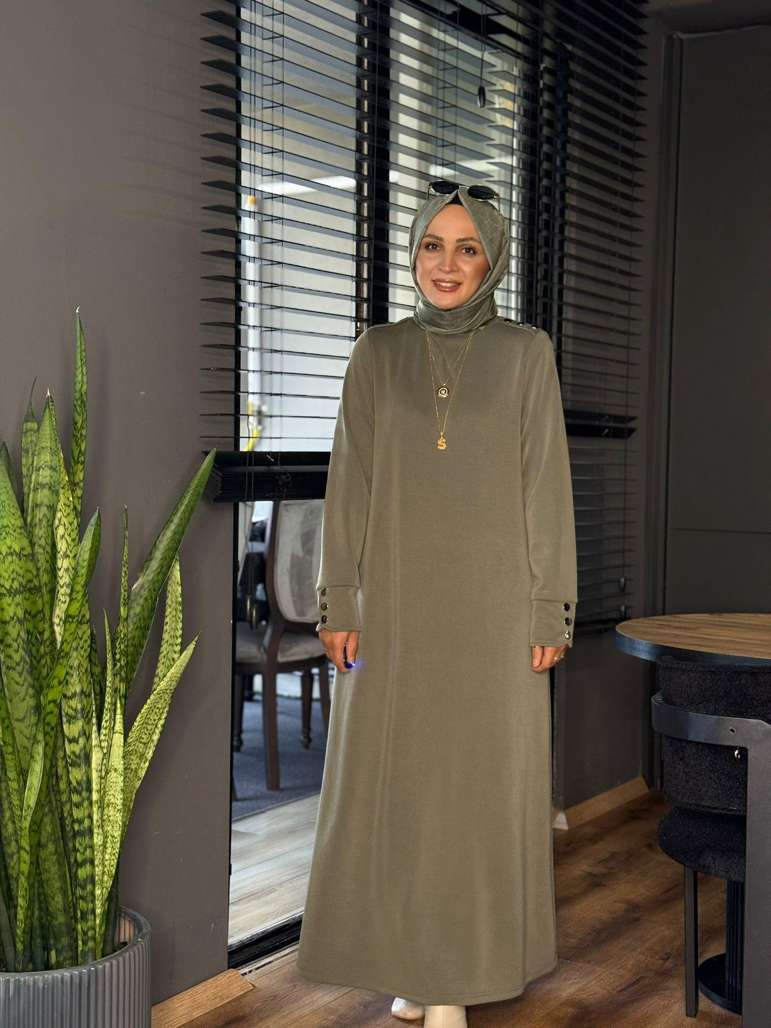 2257 ZİNCİRLİ OYSHO ELBİSE YEŞİL 