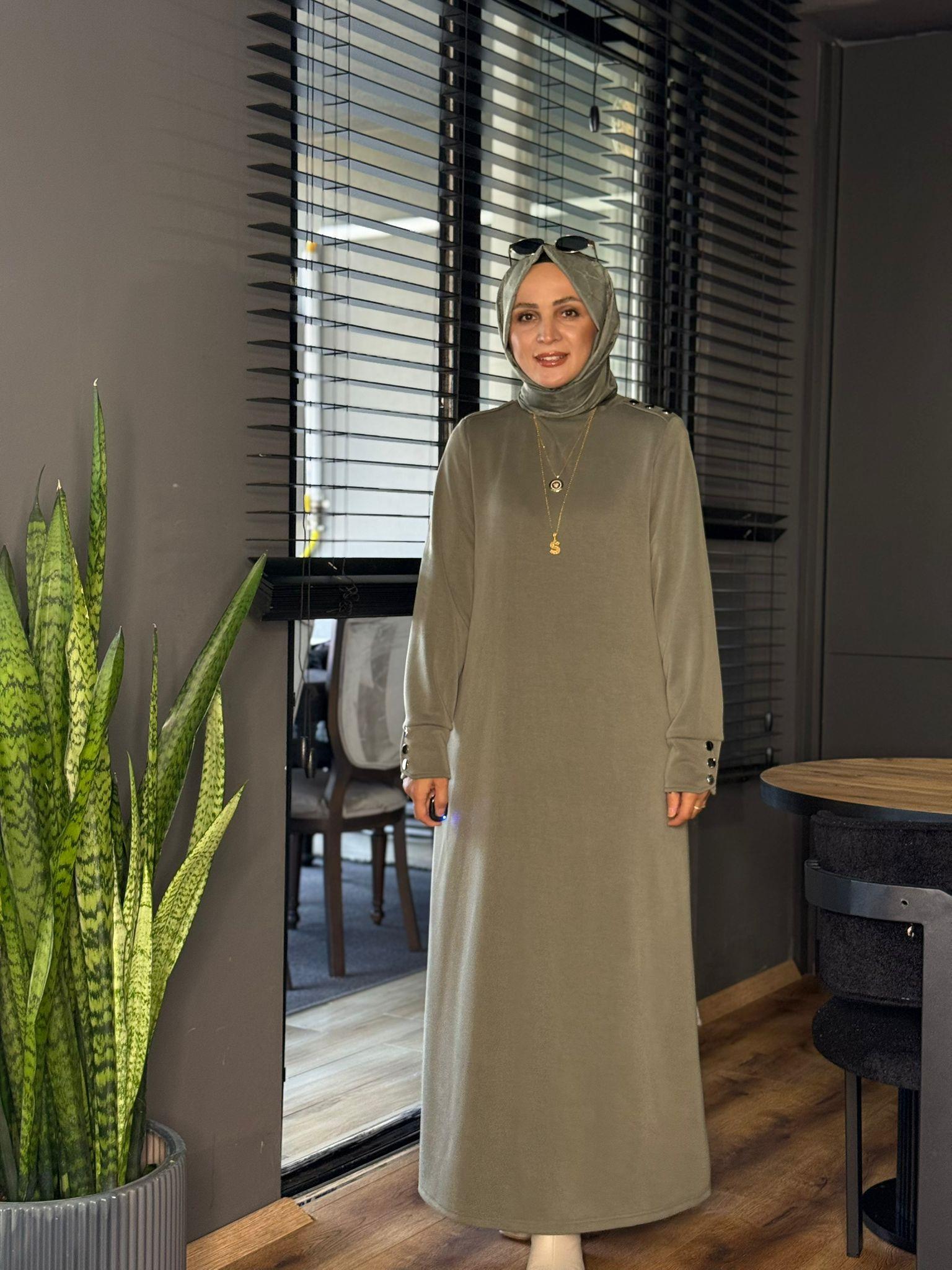 2257 ZİNCİRLİ OYSHO ELBİSE YEŞİL 