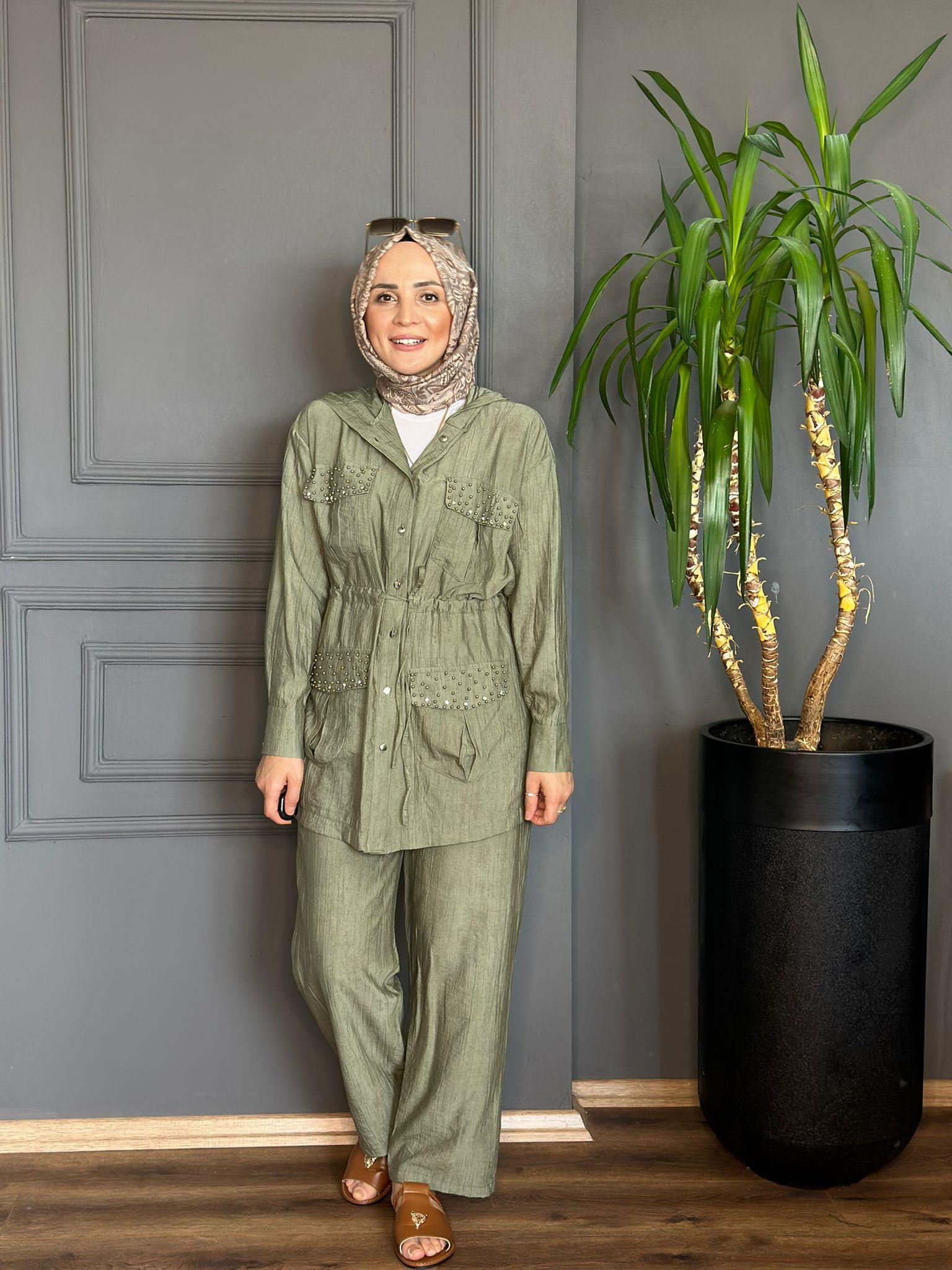 22686 BONCUK DETAYLI MİNT YEŞİLİ TAKIM 