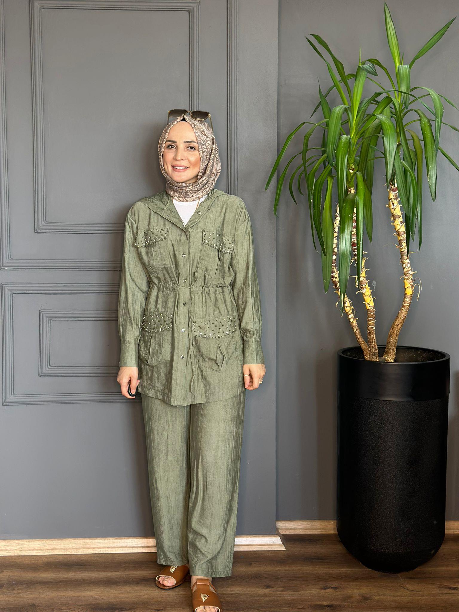 22686 BONCUK DETAYLI MİNT YEŞİLİ TAKIM 