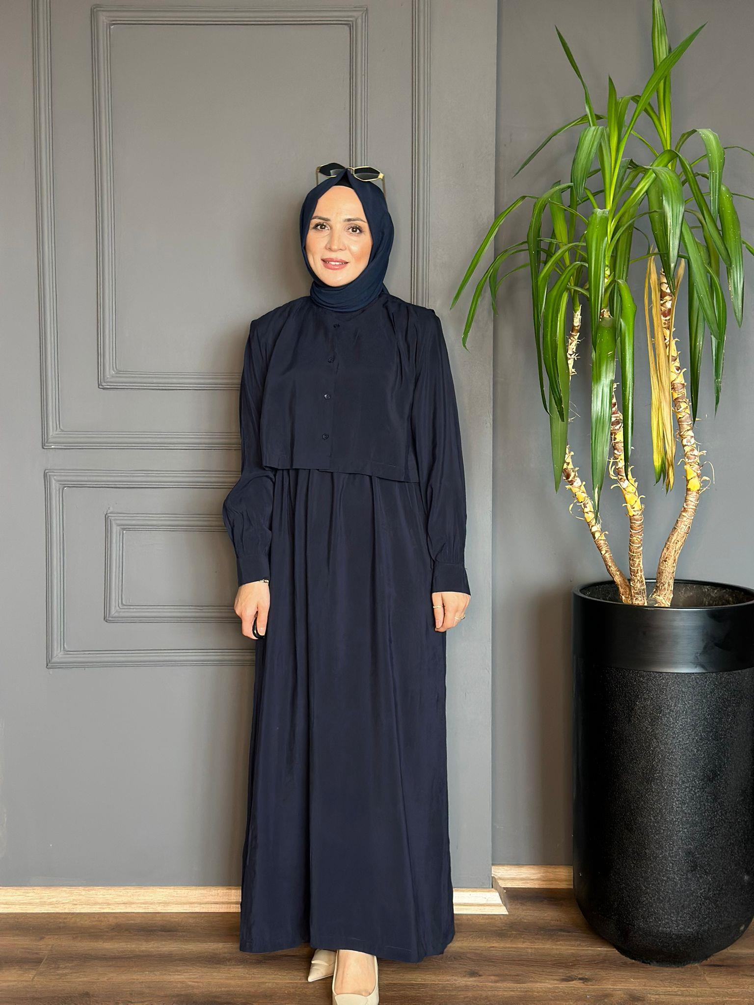 22711 TENSEL LACİVERT ELBİSE 