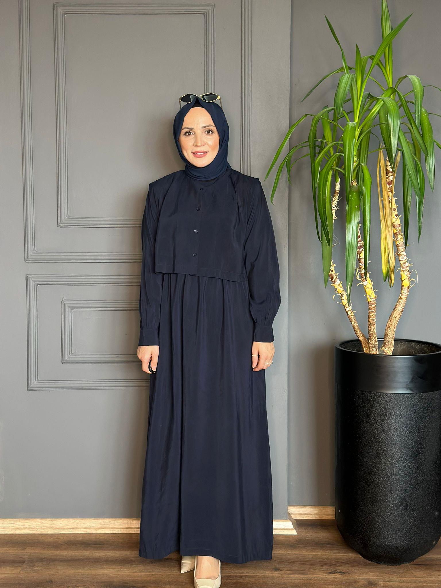 22711 TENSEL LACİVERT ELBİSE 