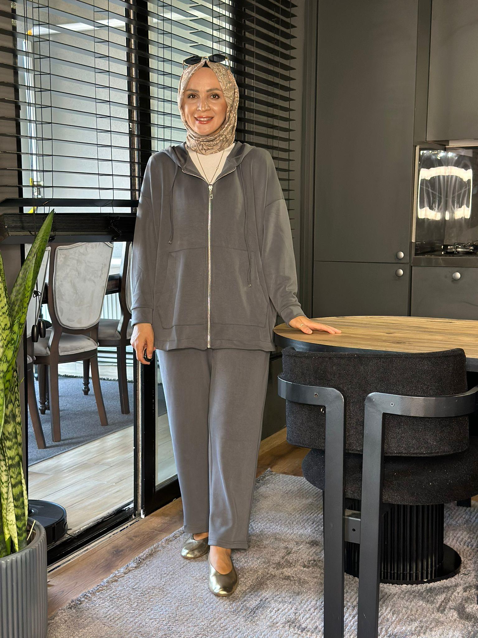 22742 KAPUŞONLU OYSHO TAKIM GRİ 