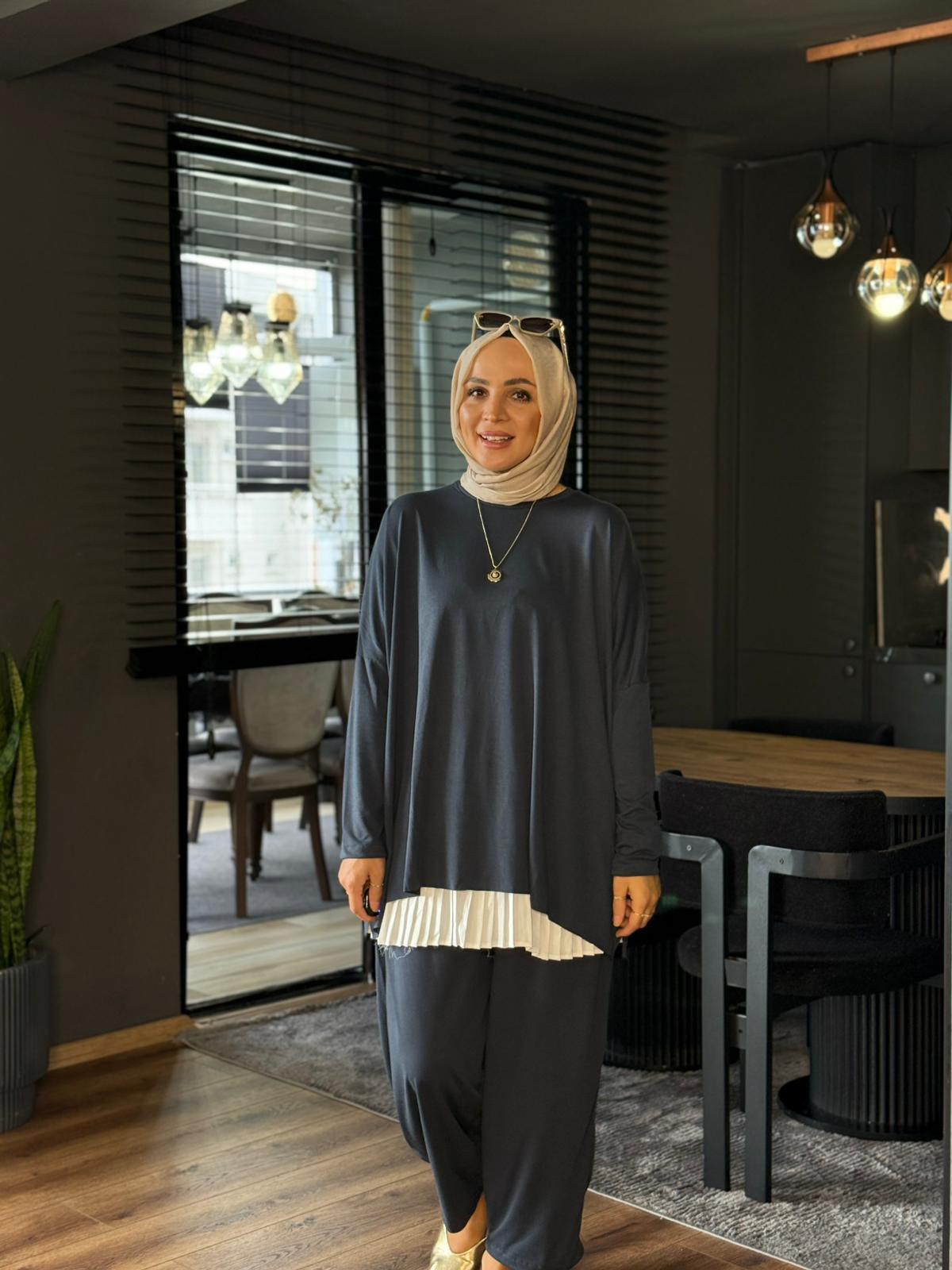 22743 İNCE OYSHO TAKIM  ANTRASİT GRİ 
