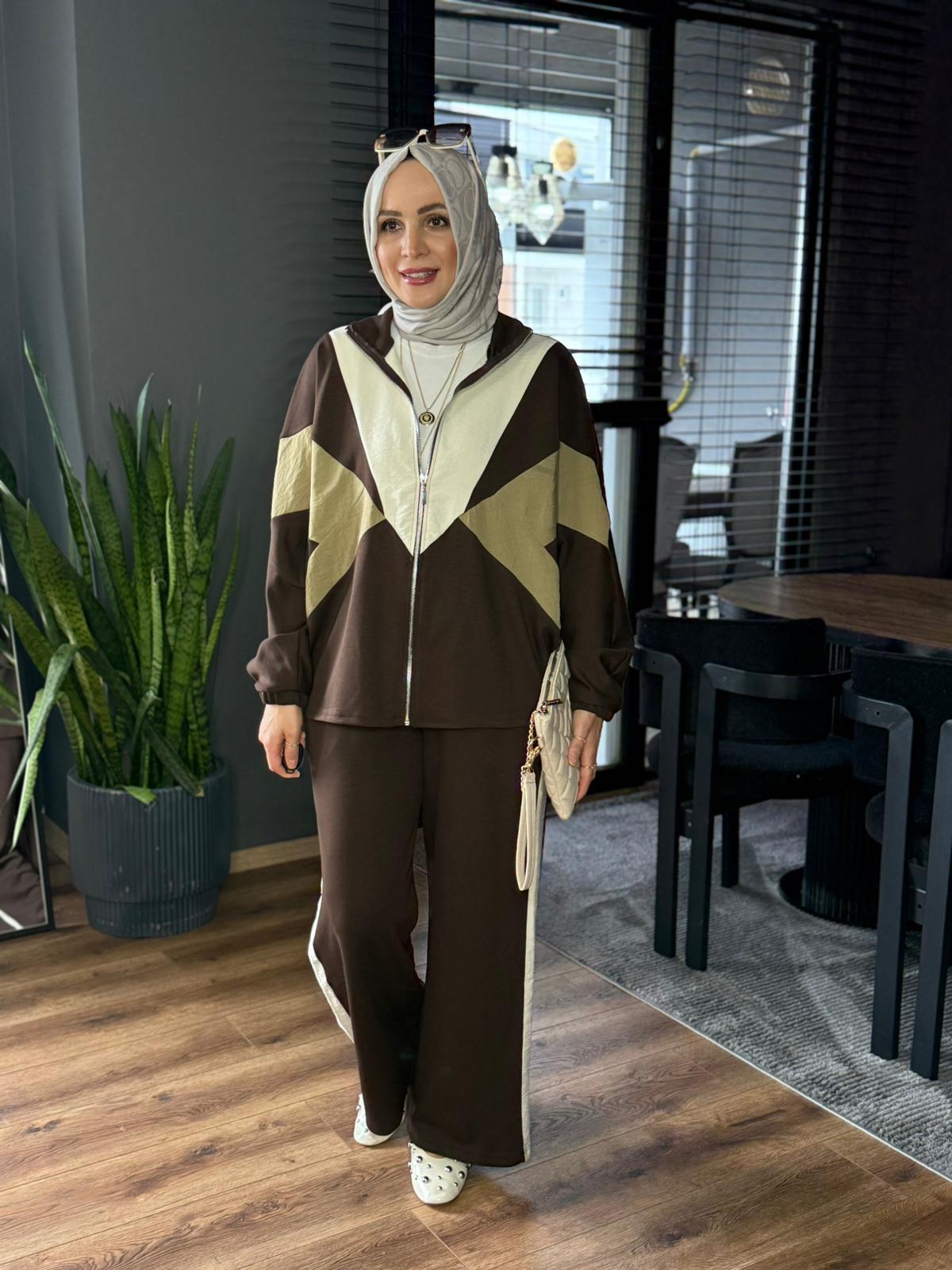 22836 ÇİFT RENK TAKIM KAHVERENGİ 