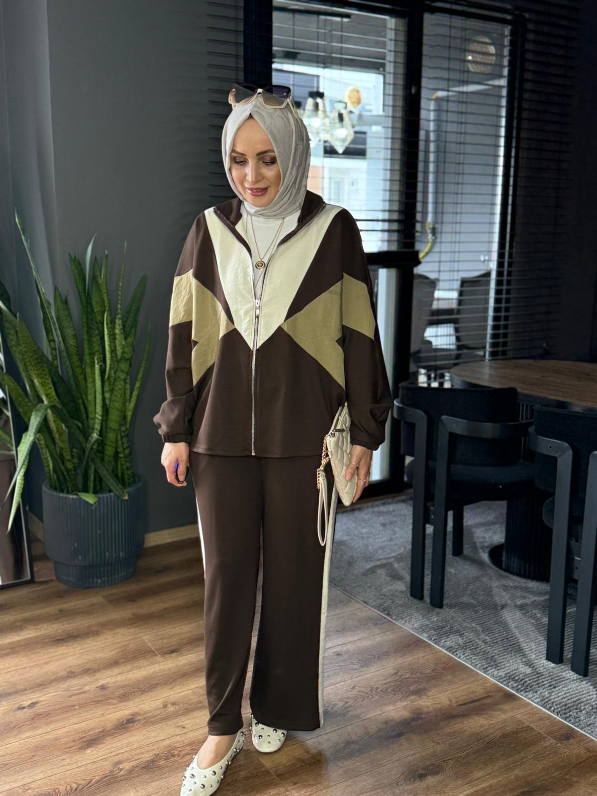 22836 ÇİFT RENK TAKIM KAHVERENGİ 
