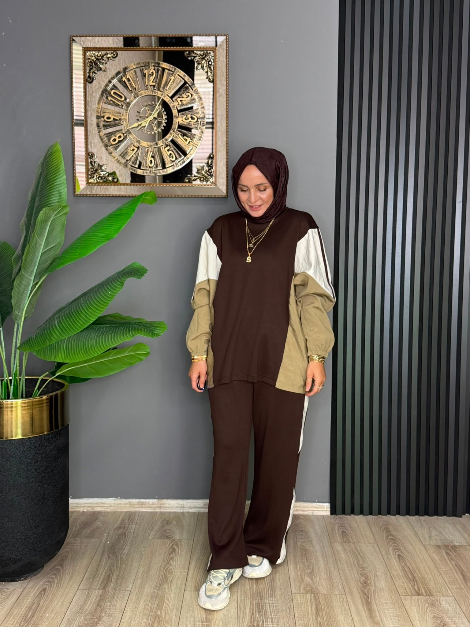 22863 ÇİFT RENK TAKIM KAHVERENGİ 