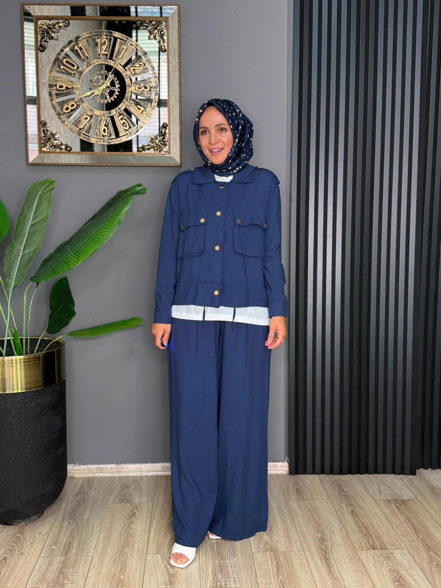 22879 MANOLYA KETEN TAKIM LACİVERT S-M 