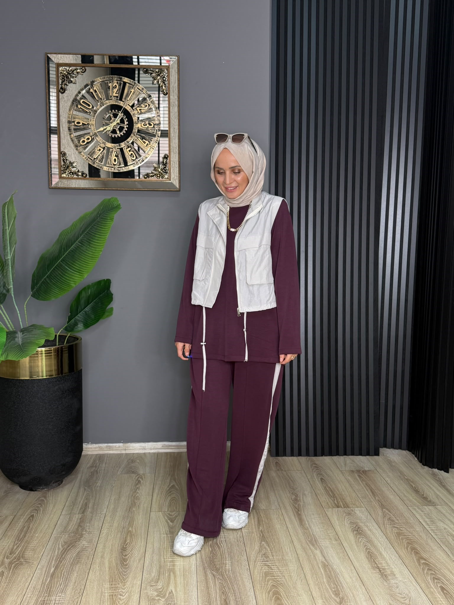 22924 YELEKLİ ÜÇLÜ TAKIM MÜRDÜM S-M 