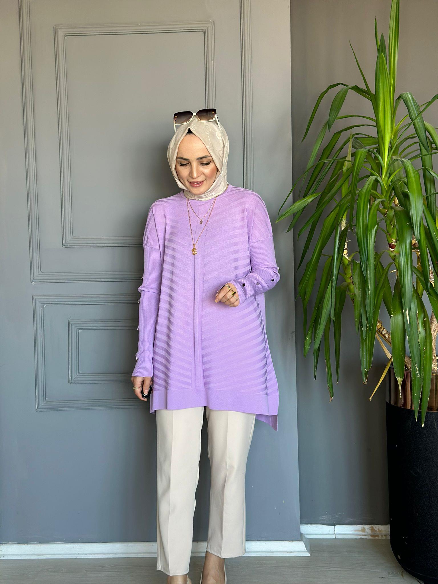 23719 KOL DETAY MERSERİZE LİLA