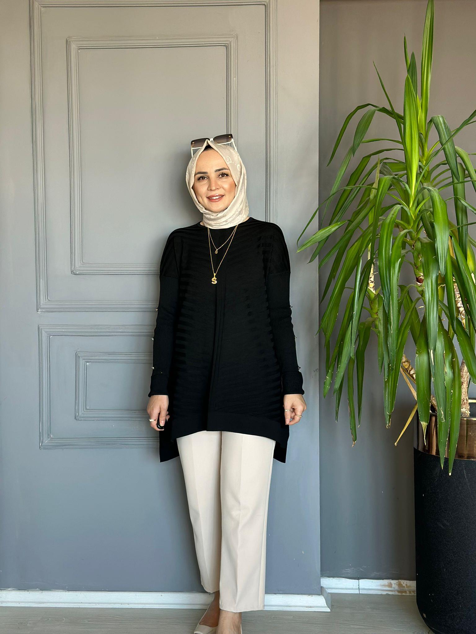 23719 KOL DETAY MERSERİZE SİYAH