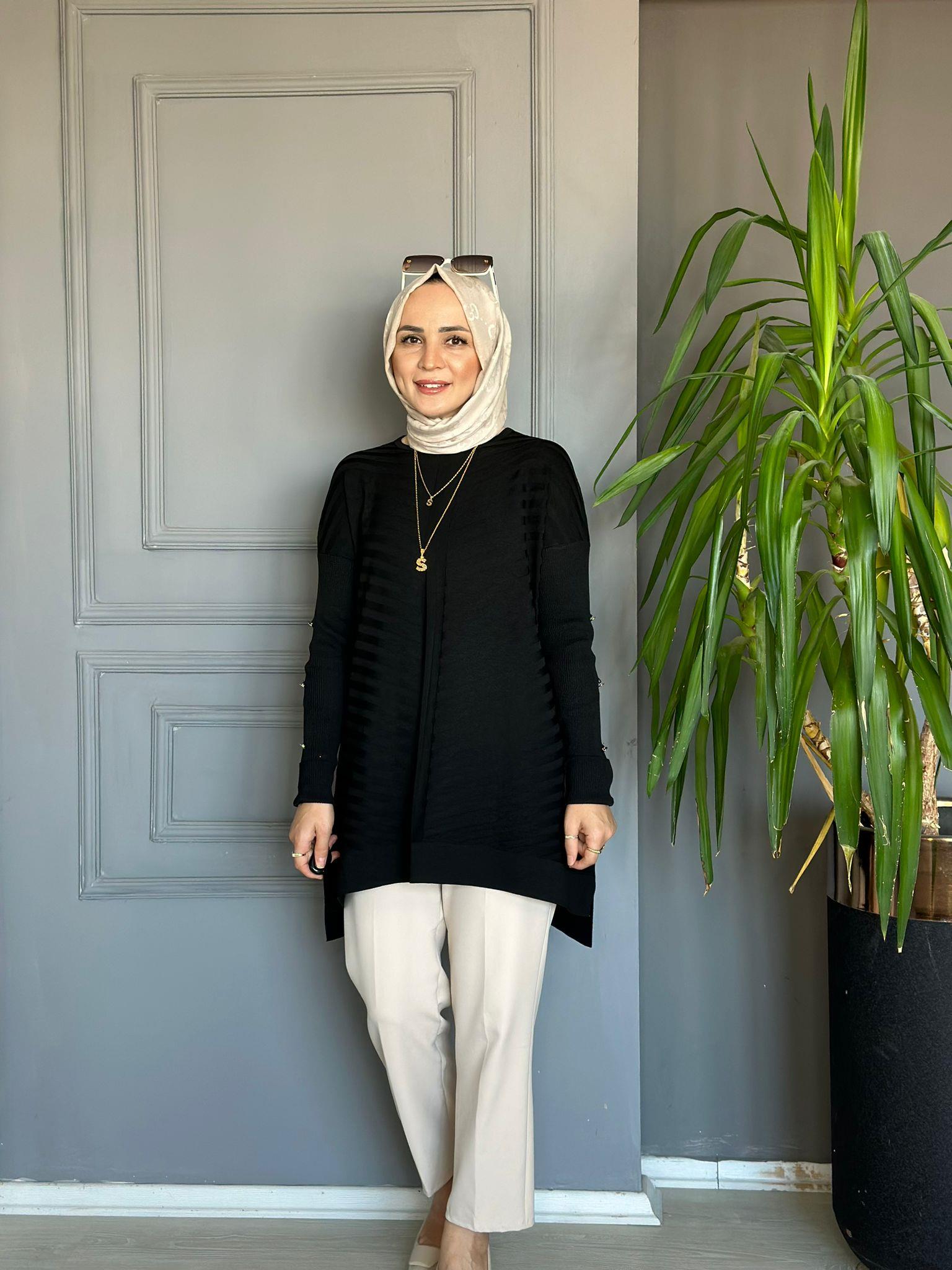 23719 KOL DETAY MERSERİZE SİYAH