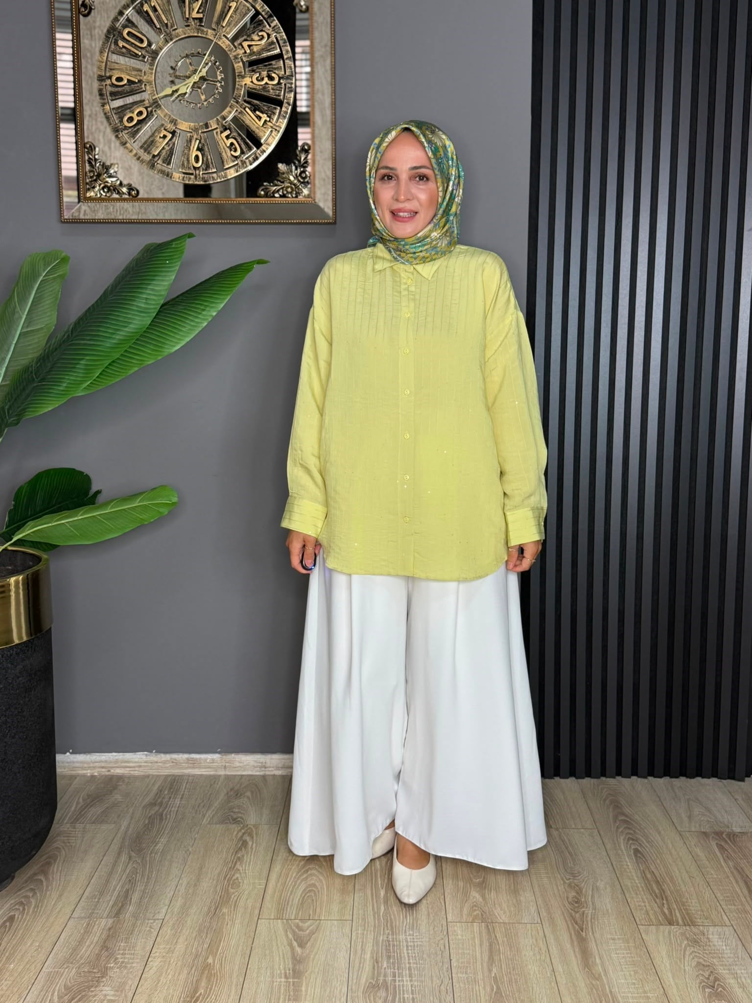 2402 PUL DETAY GÖMLEK YEŞİL 