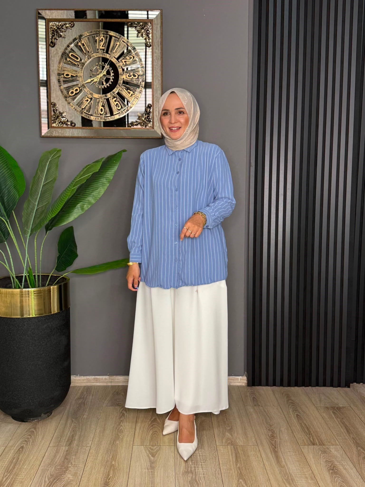 24097 KAMPANYALI ÇİZGİLİ TUNİK BEBE MAVİSİ 