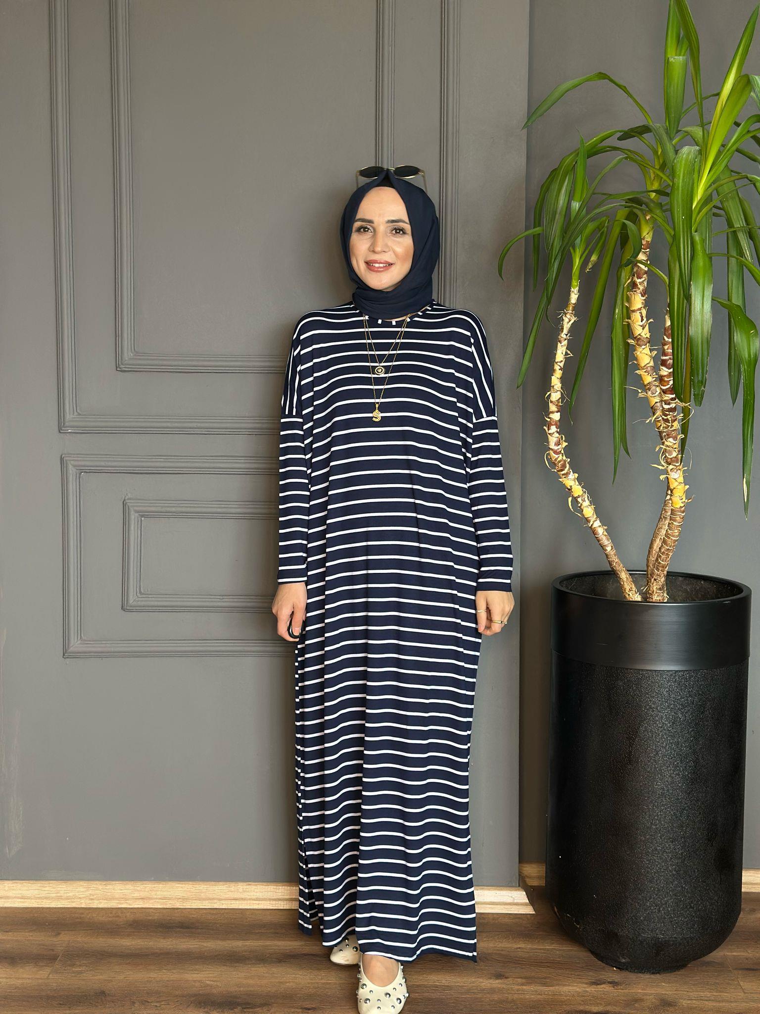 24121 LACİVERT PENYE ELBİSE SDT