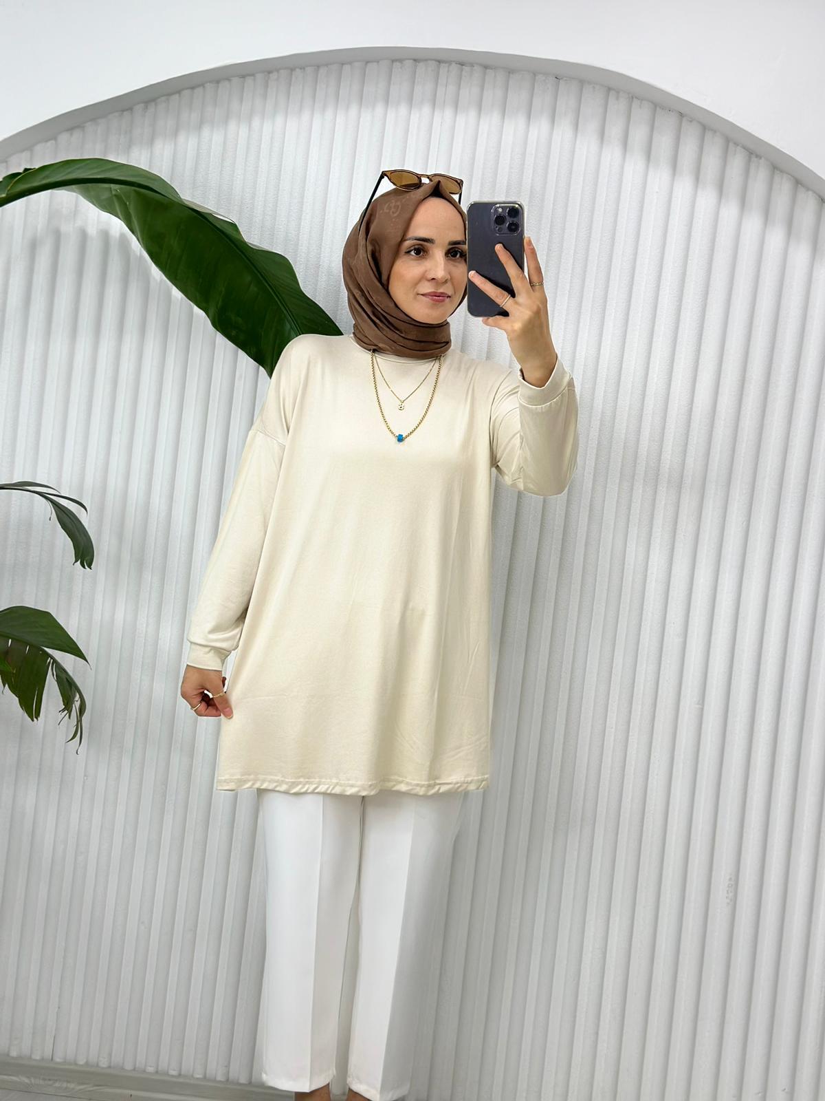 24181 PENYE KUMAŞ TUNİK KREM