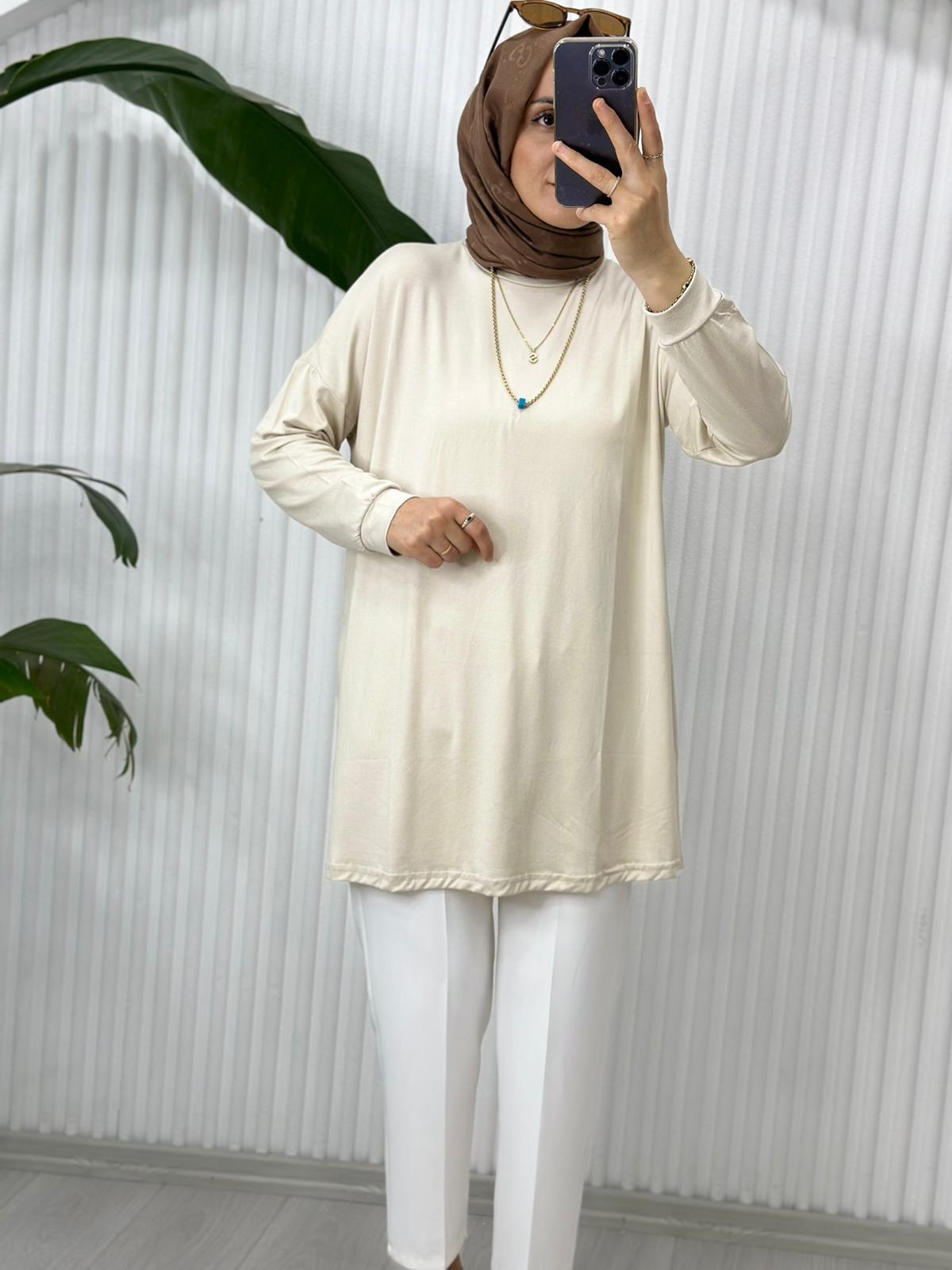 24181 PENYE KUMAŞ TUNİK KREM