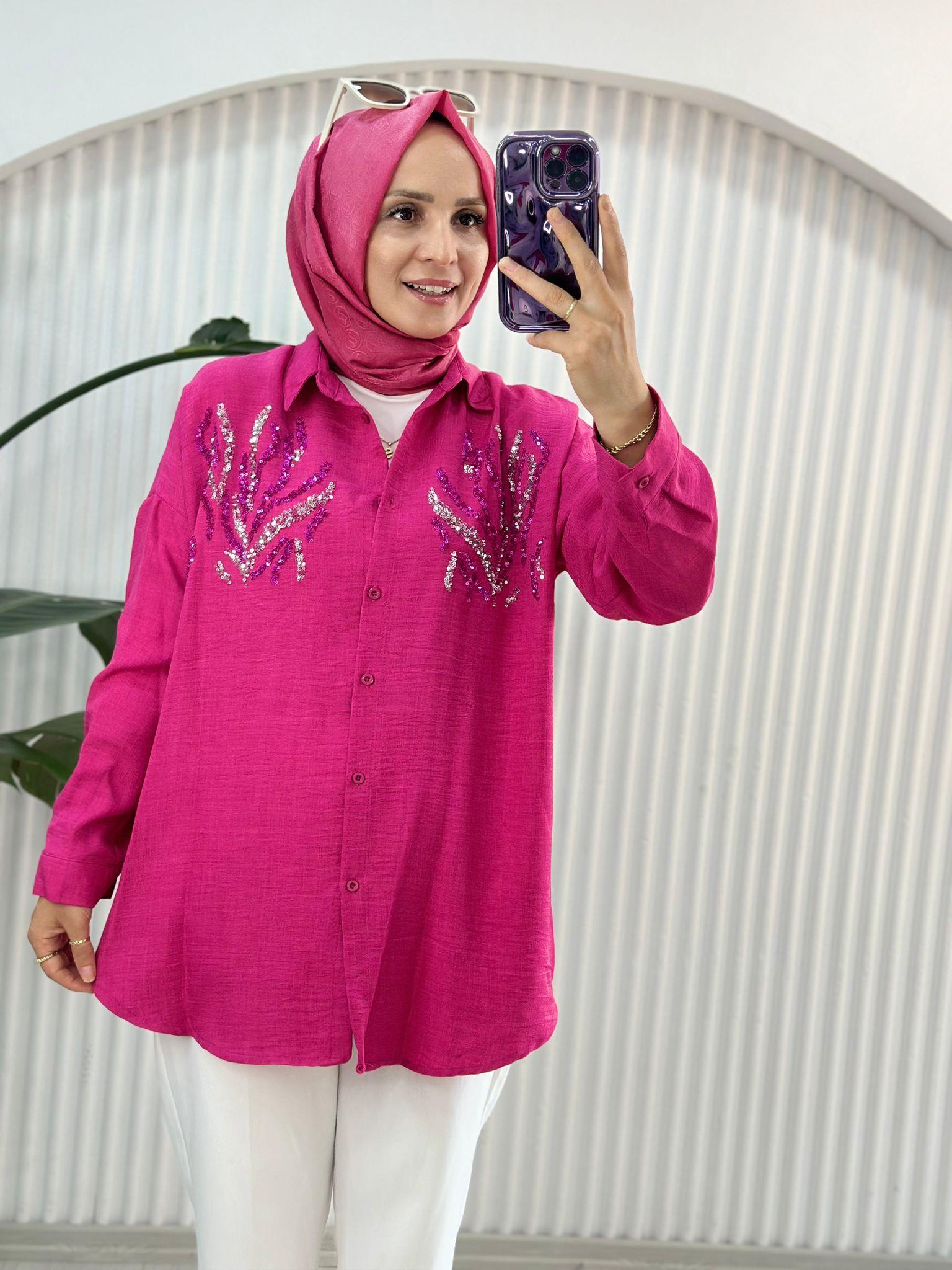 24209 PULLU GÖMLEK PEMBE 