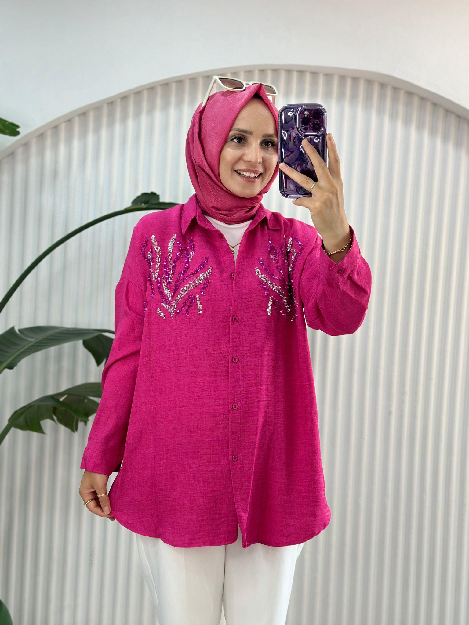 24209 PULLU GÖMLEK PEMBE 