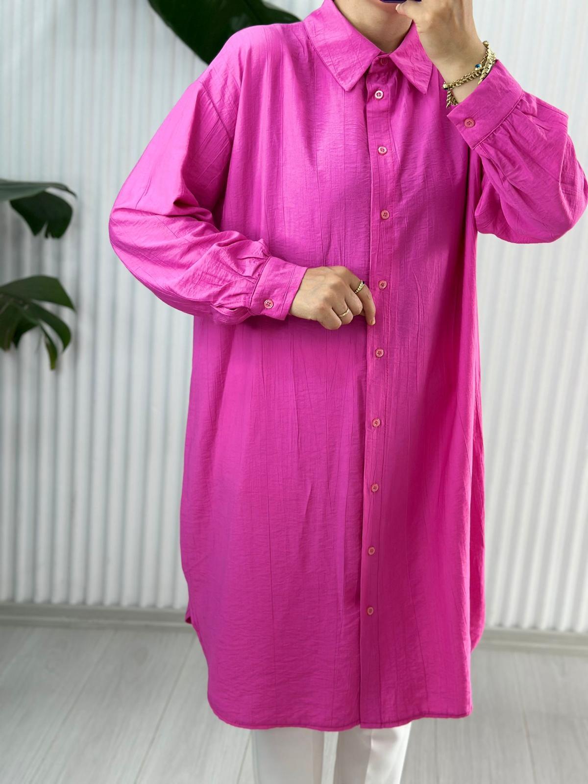 24232 MİDİ BOY GÖMLEK PEMBE 