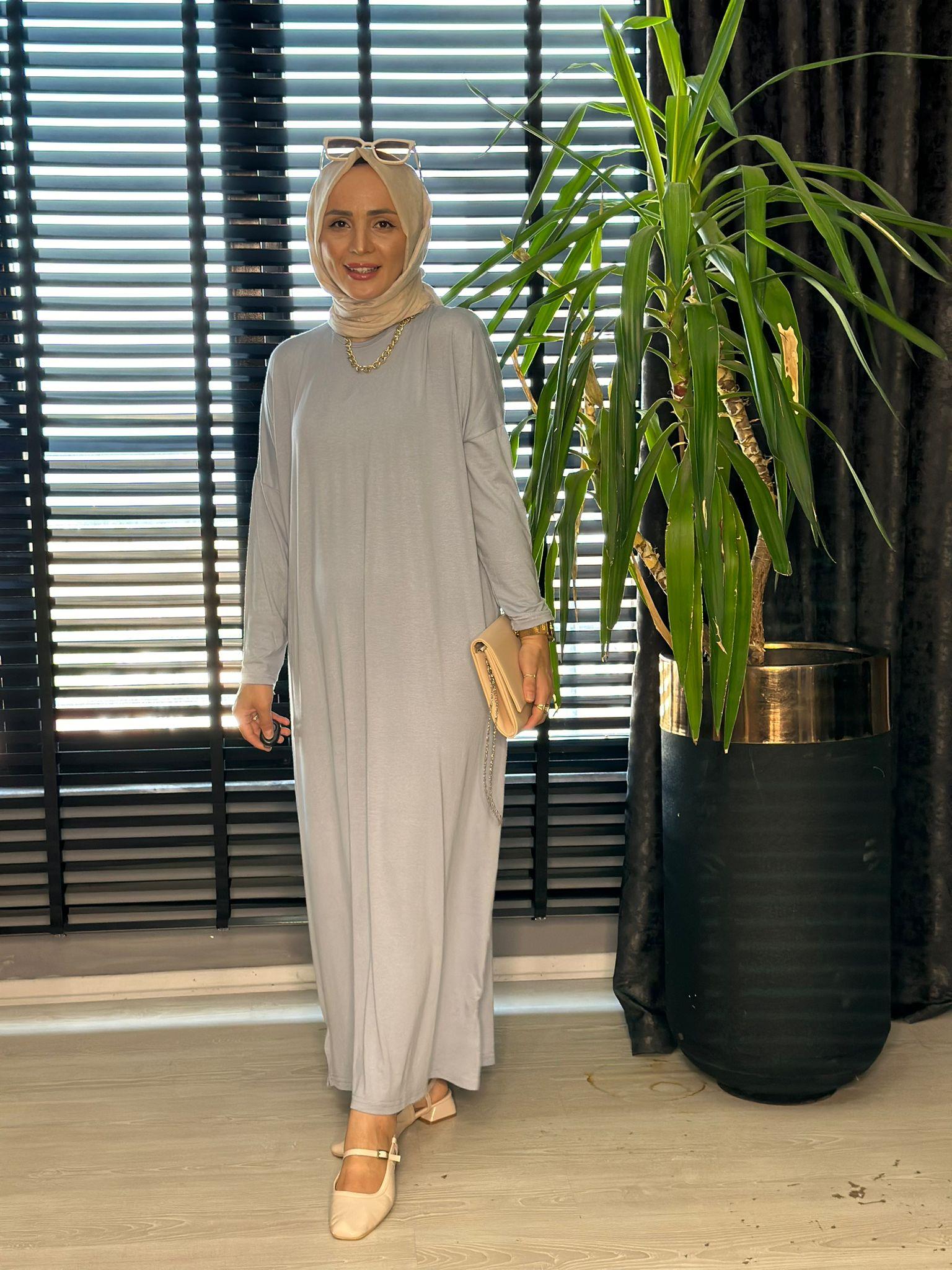 24234 PENYE ELBİSE GRİ