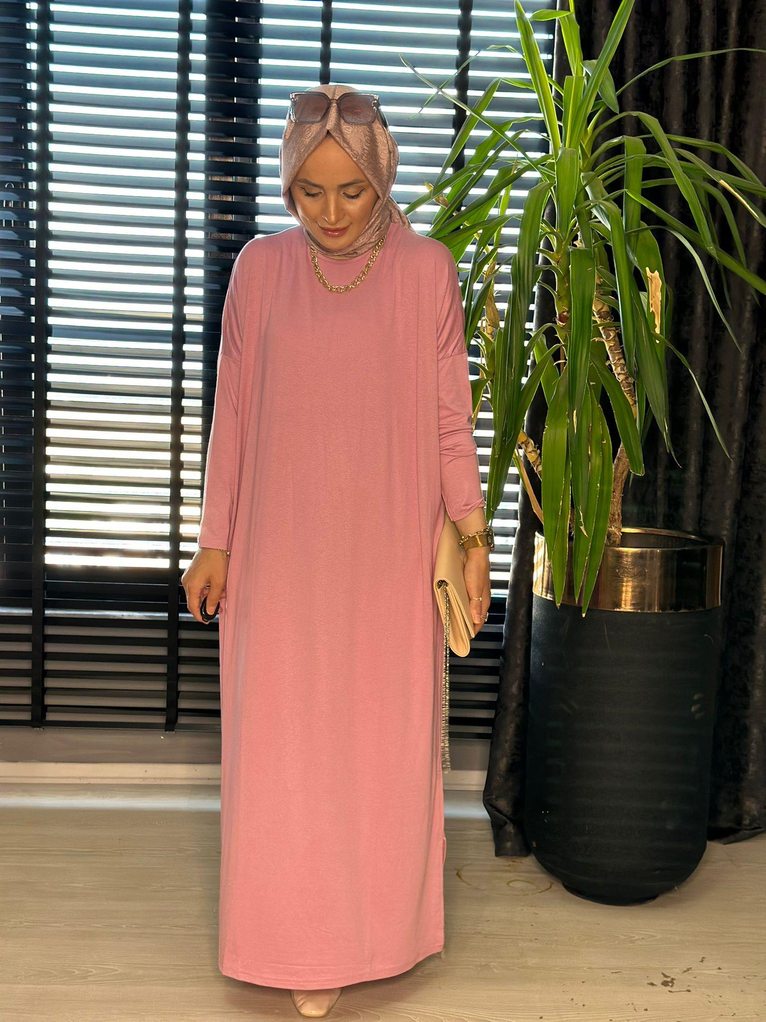 24234 PENYE ELBİSE TOZ PEMBE