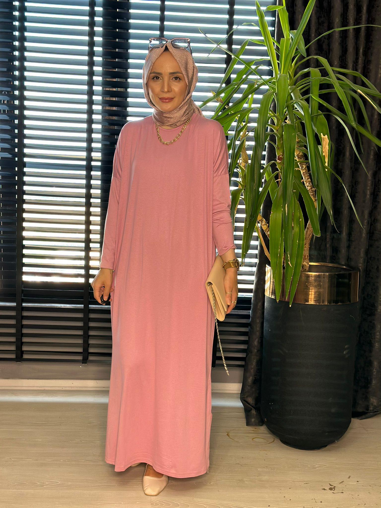 24234 PENYE ELBİSE TOZ PEMBE