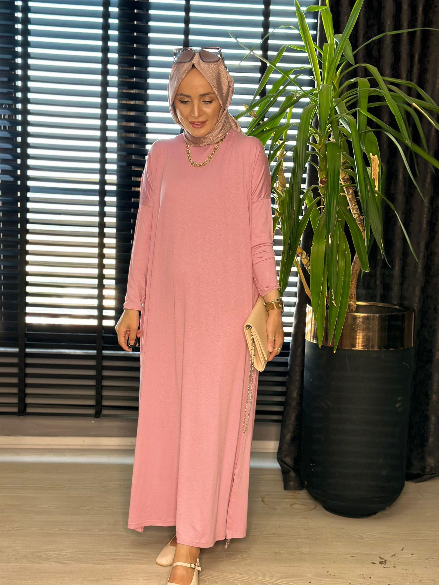 24234 PENYE ELBİSE TOZ PEMBE