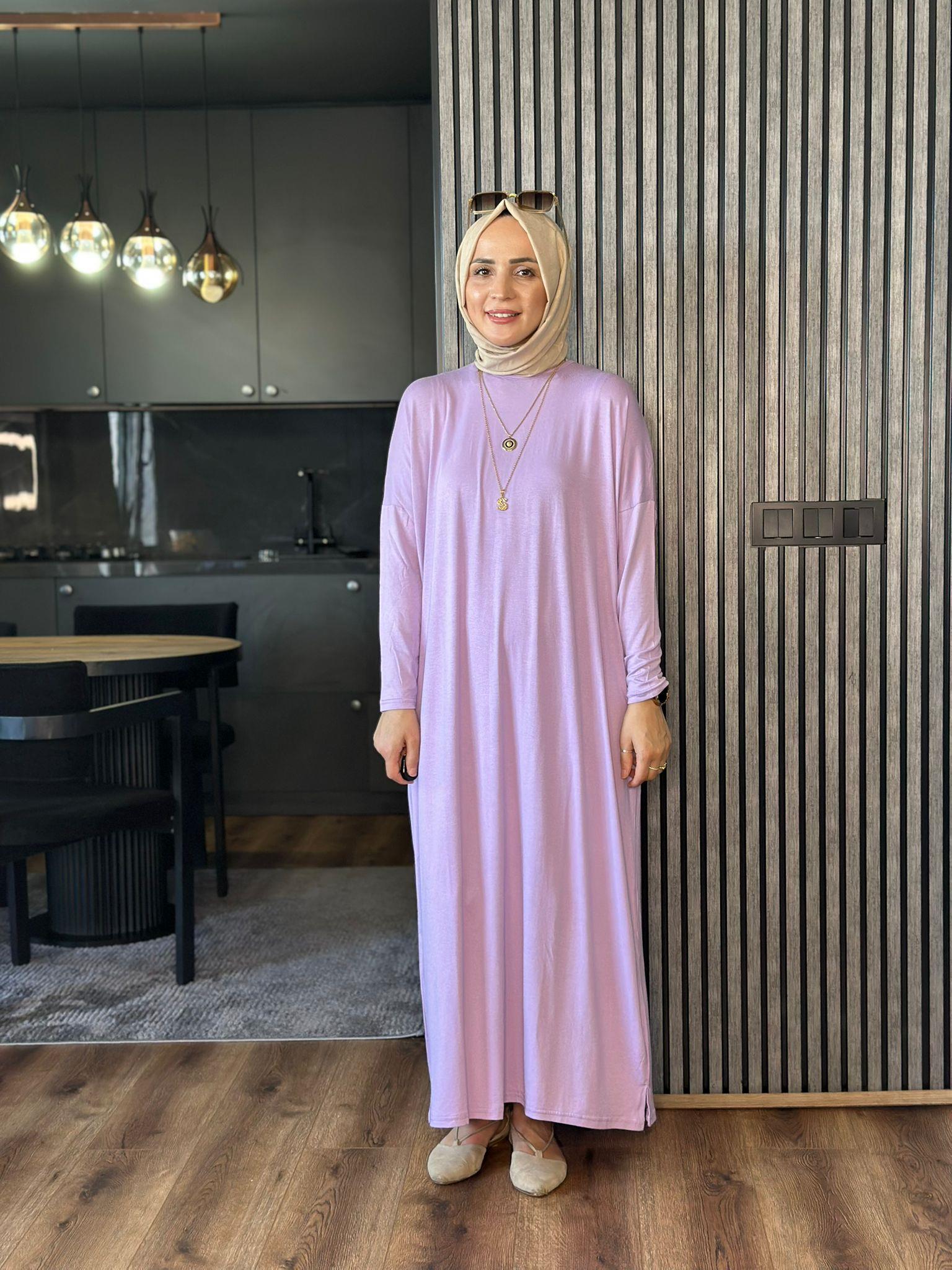 24234 PENYE LİLA ELBİSE 