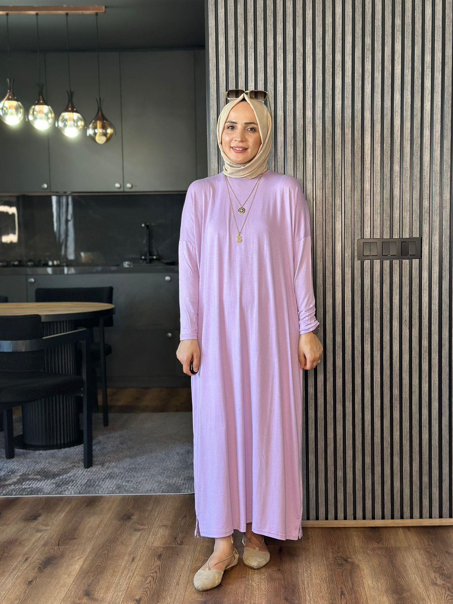 24234 PENYE LİLA ELBİSE 