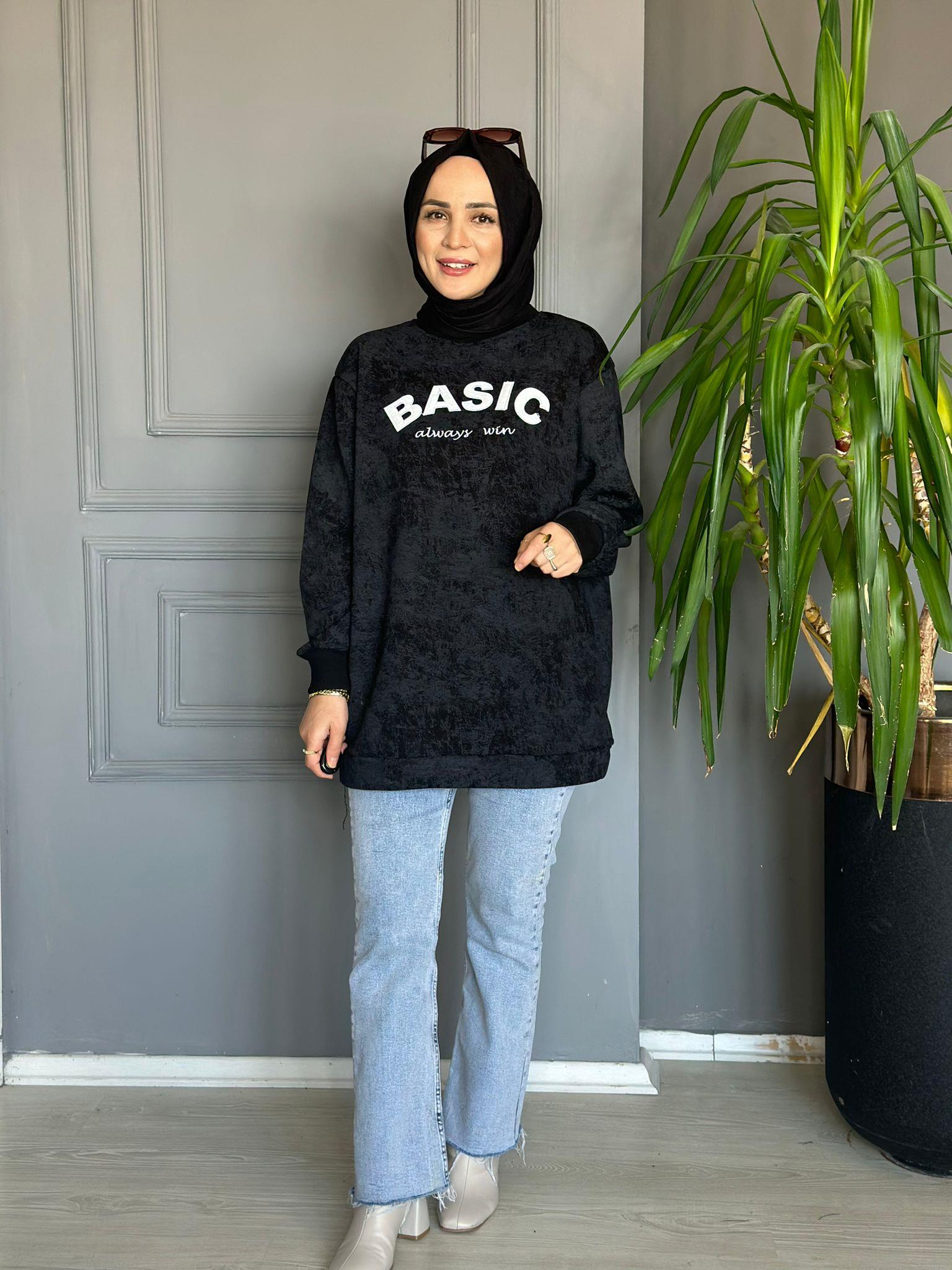 24259 BASİC YAZI SWEAT LACİVERT