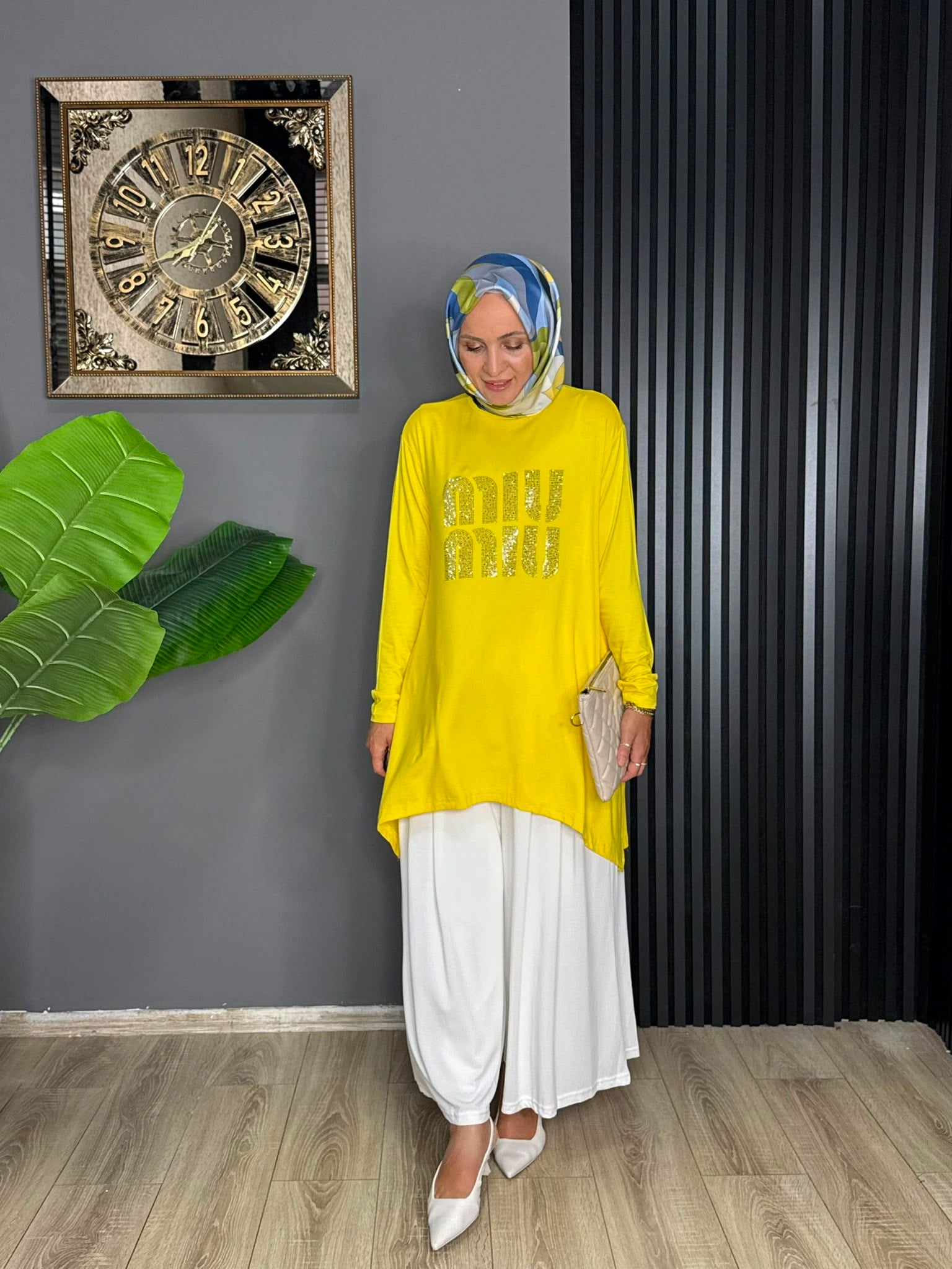 24277 MİU MİU PENYE TUNİK CİVCİV SARISI STD