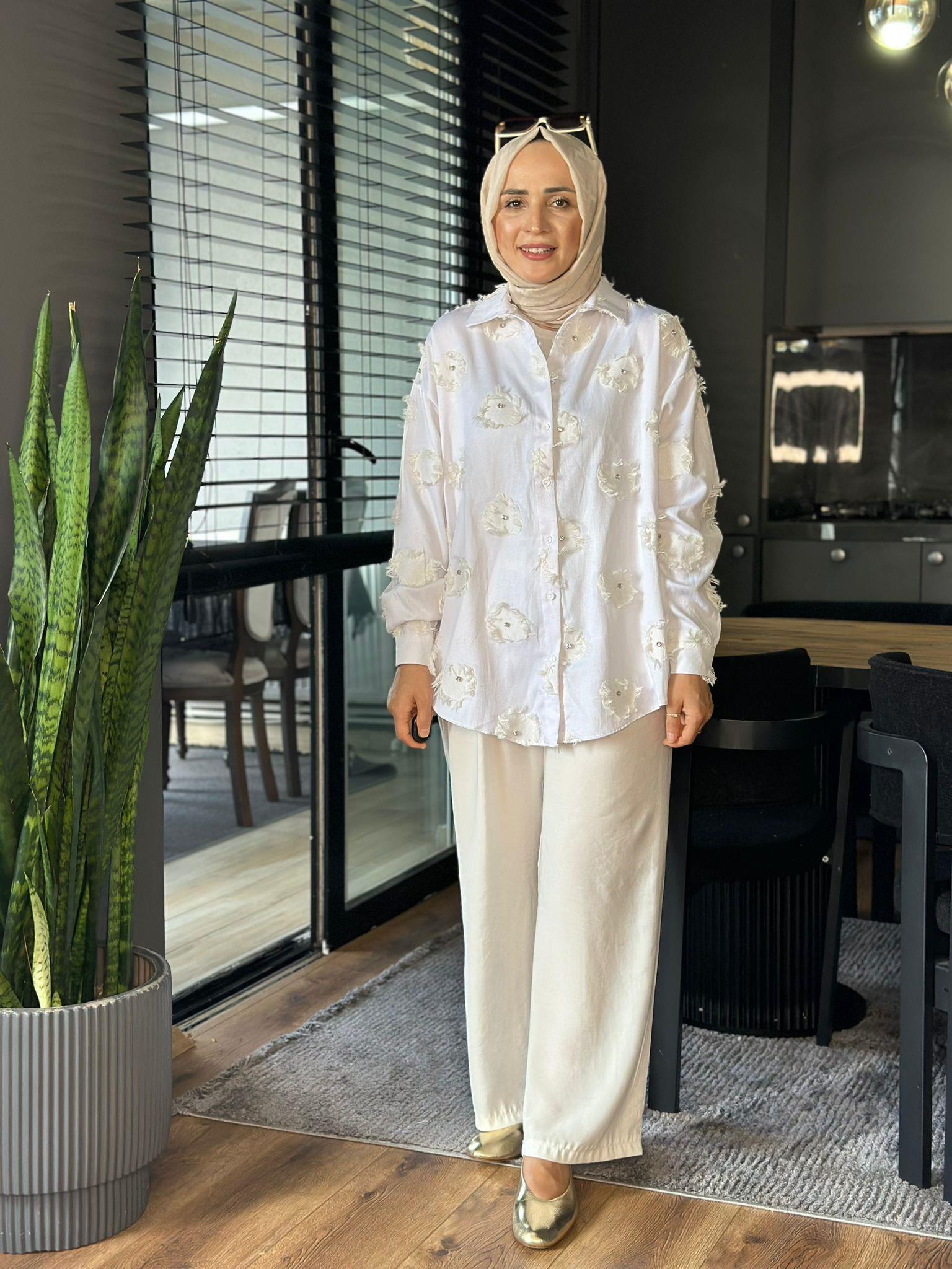 24324 DÜĞME DETAYLI GÖMLEK BEYAZ 