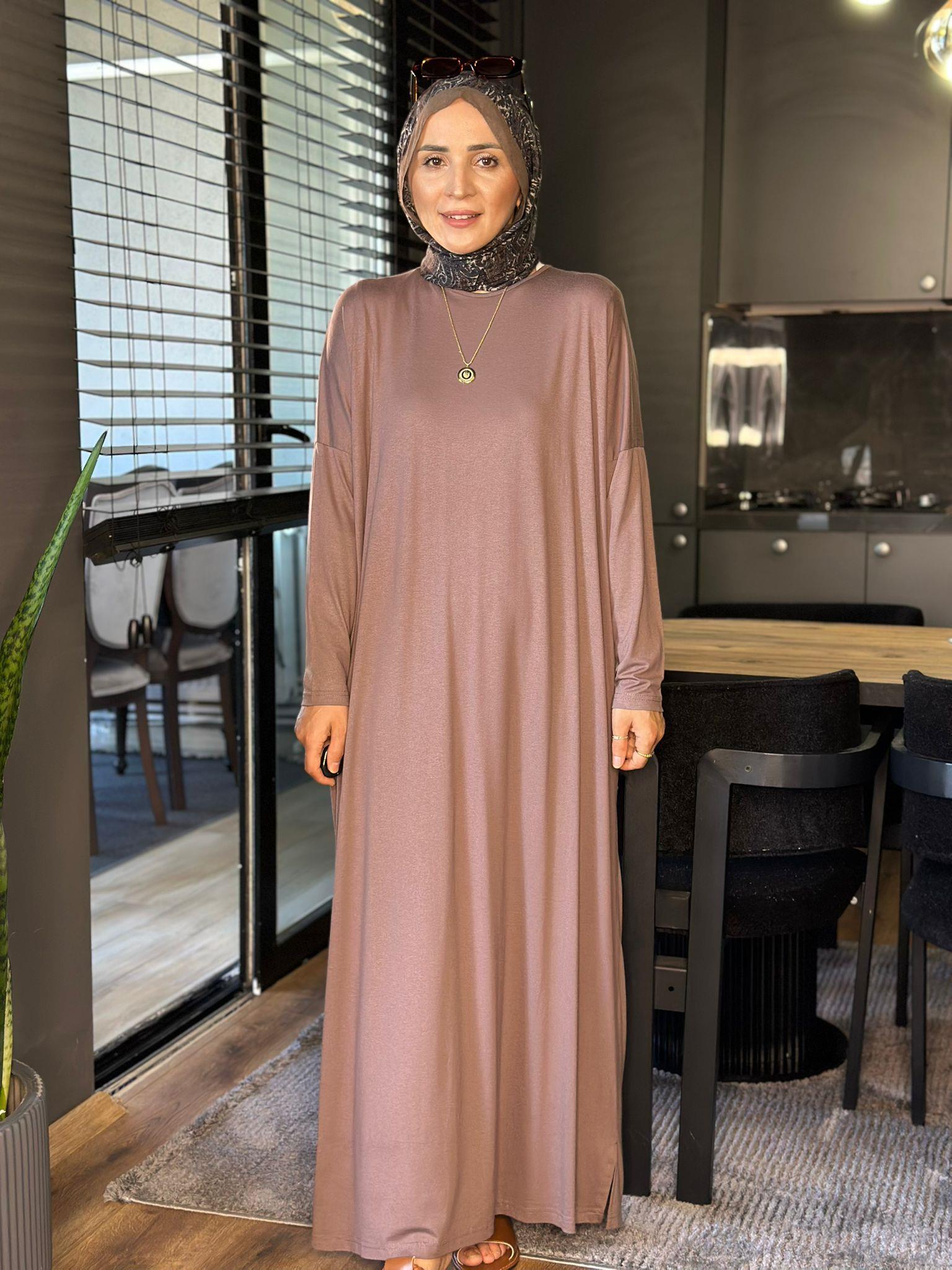 24330 KAHVE PENYE ELBİSE STD