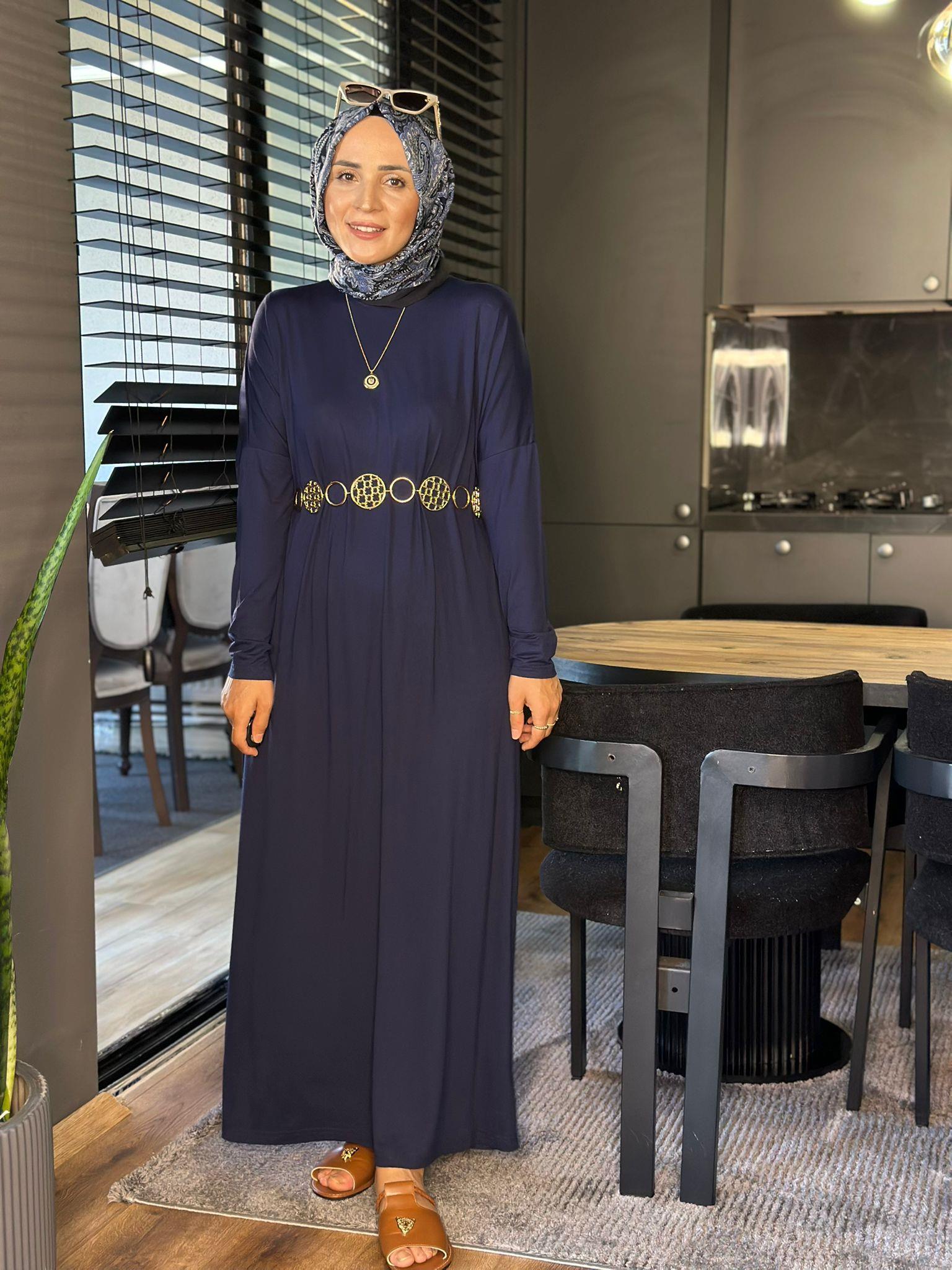 24330 LACİVERT PENYE ELBİSE STD