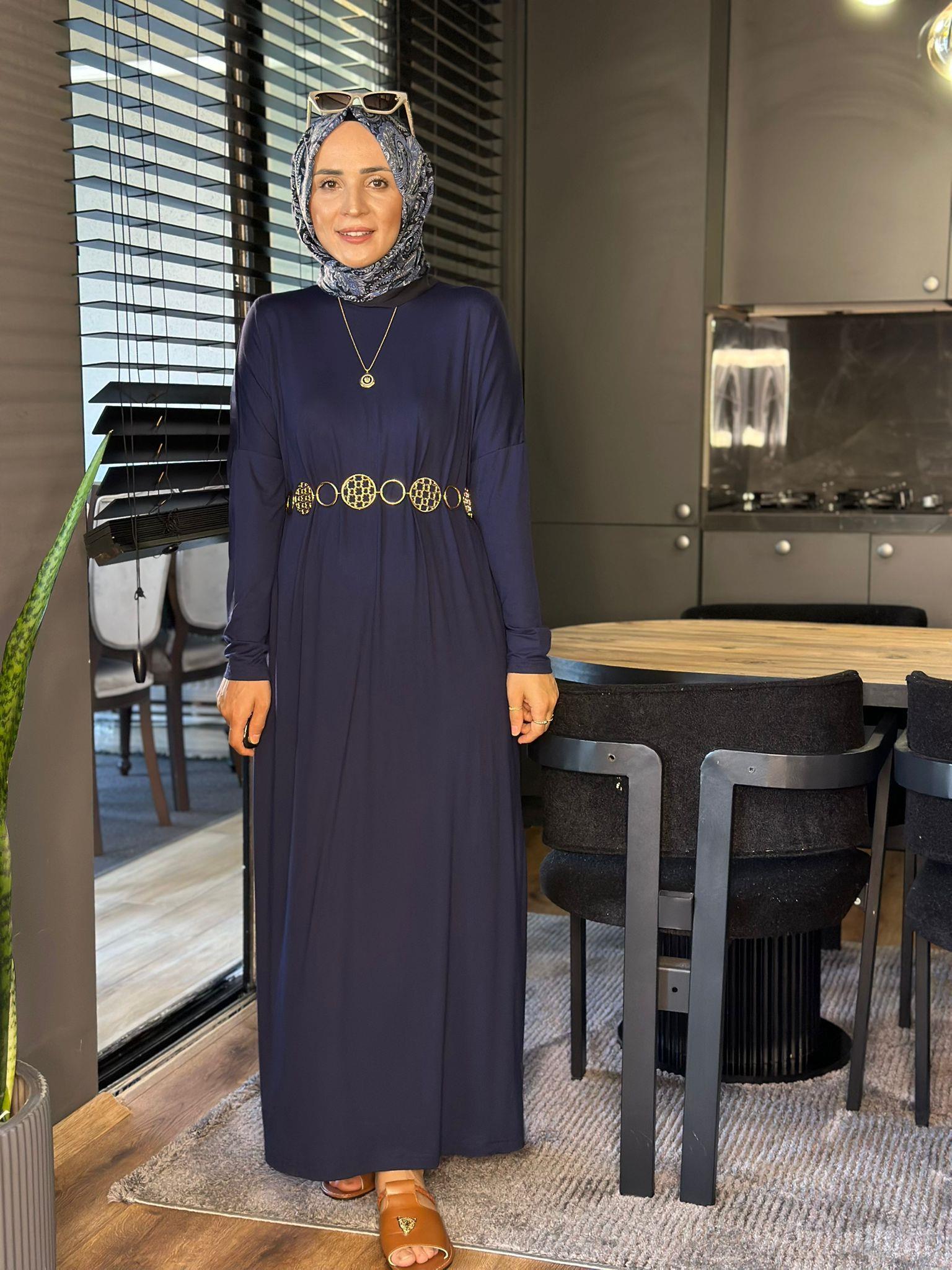 24330 LACİVERT PENYE ELBİSE STD