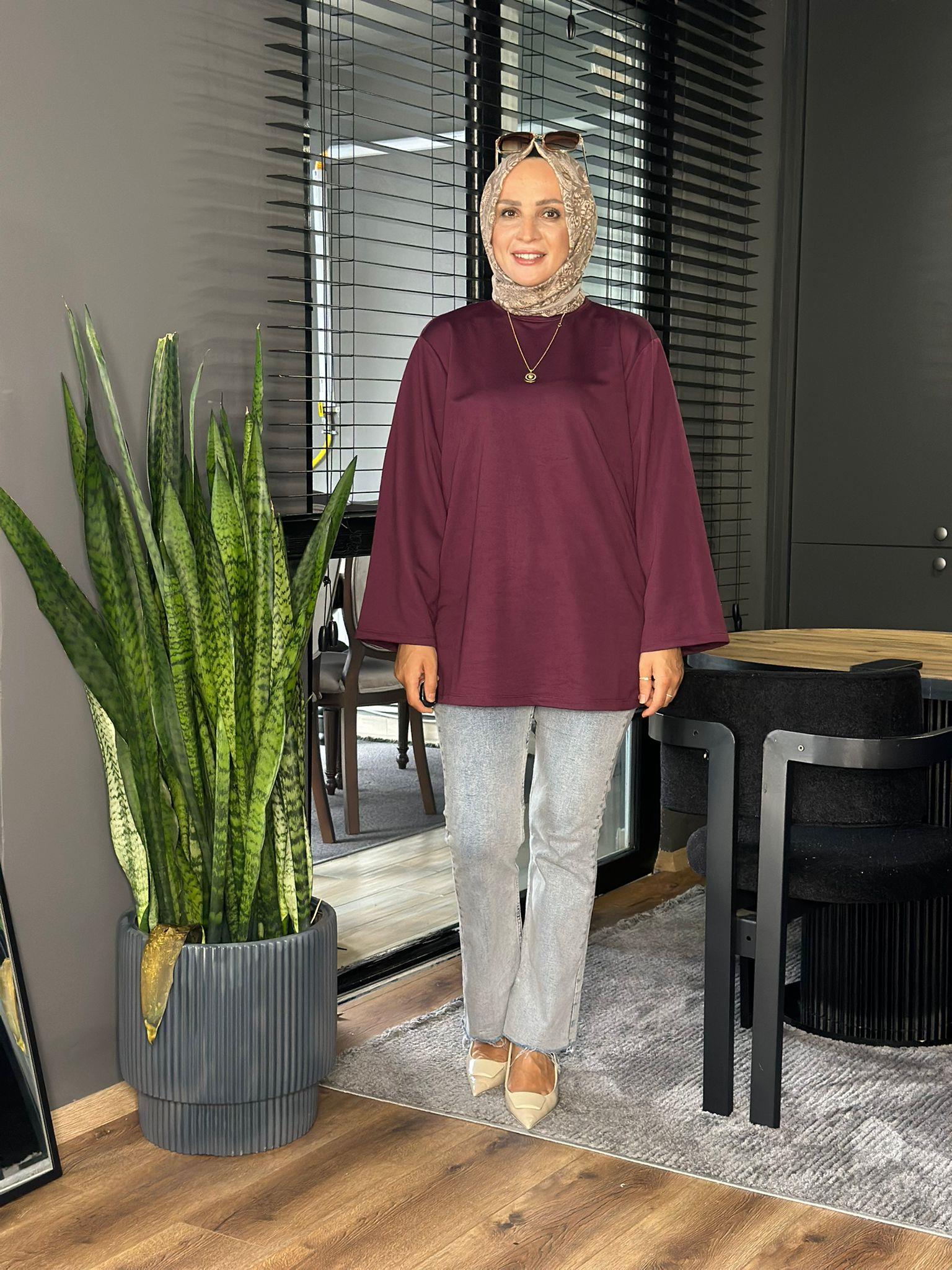 24332 TEK İPLİK MOR TUNİK STD