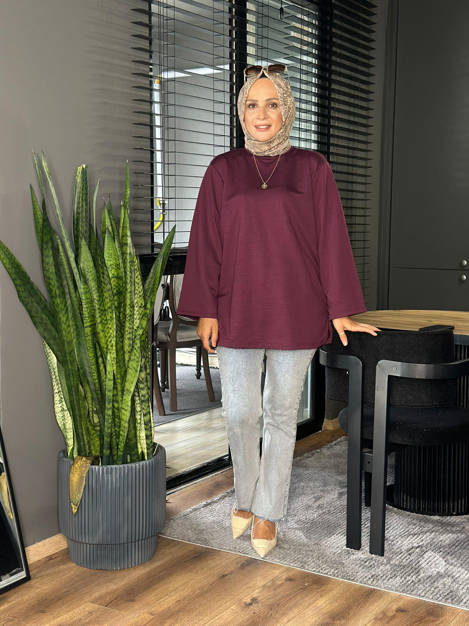 24332 TEK İPLİK MOR TUNİK STD