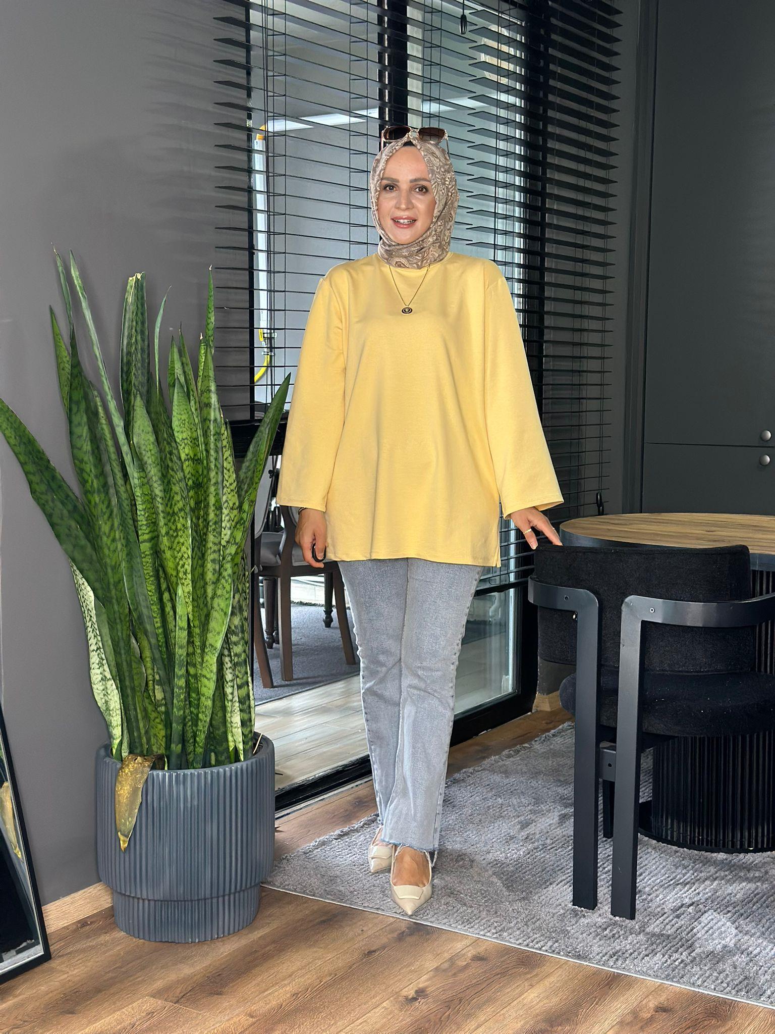 24332 TEK İPLİK SARI TUNİK STD