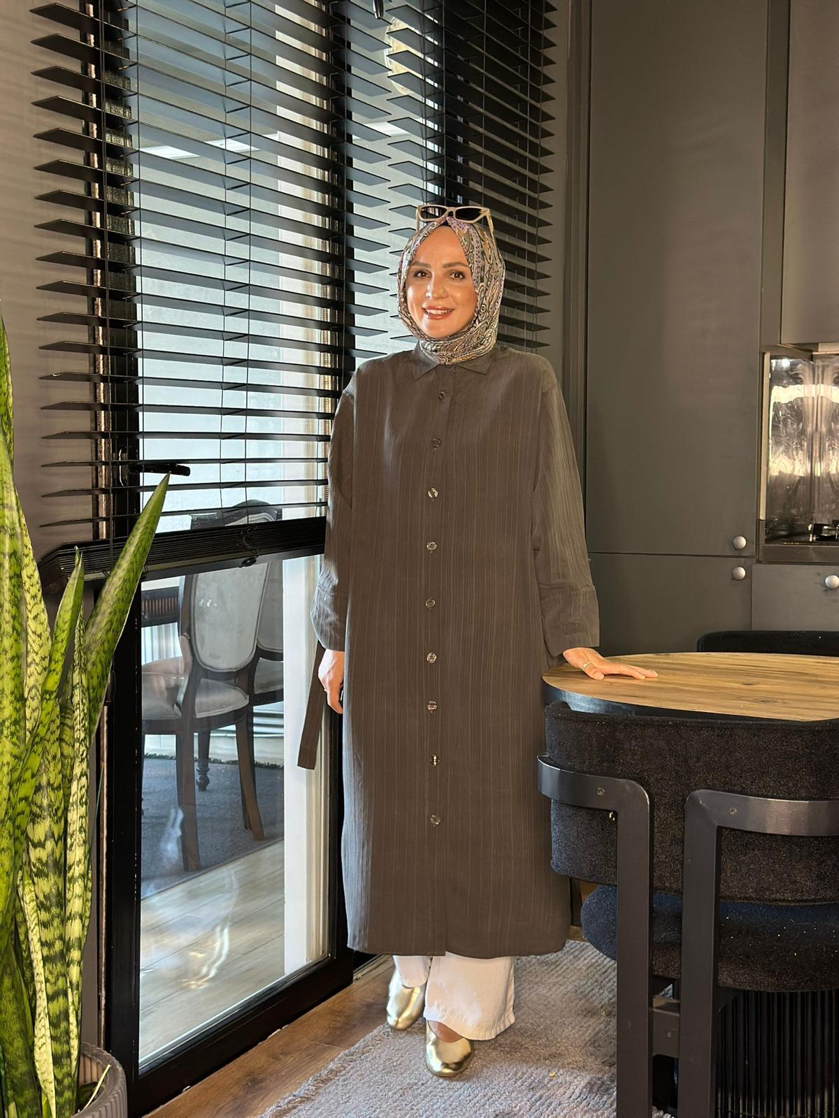 24333 KEMERLİ UZUN KAP ANTRASİT GRİ S-M 