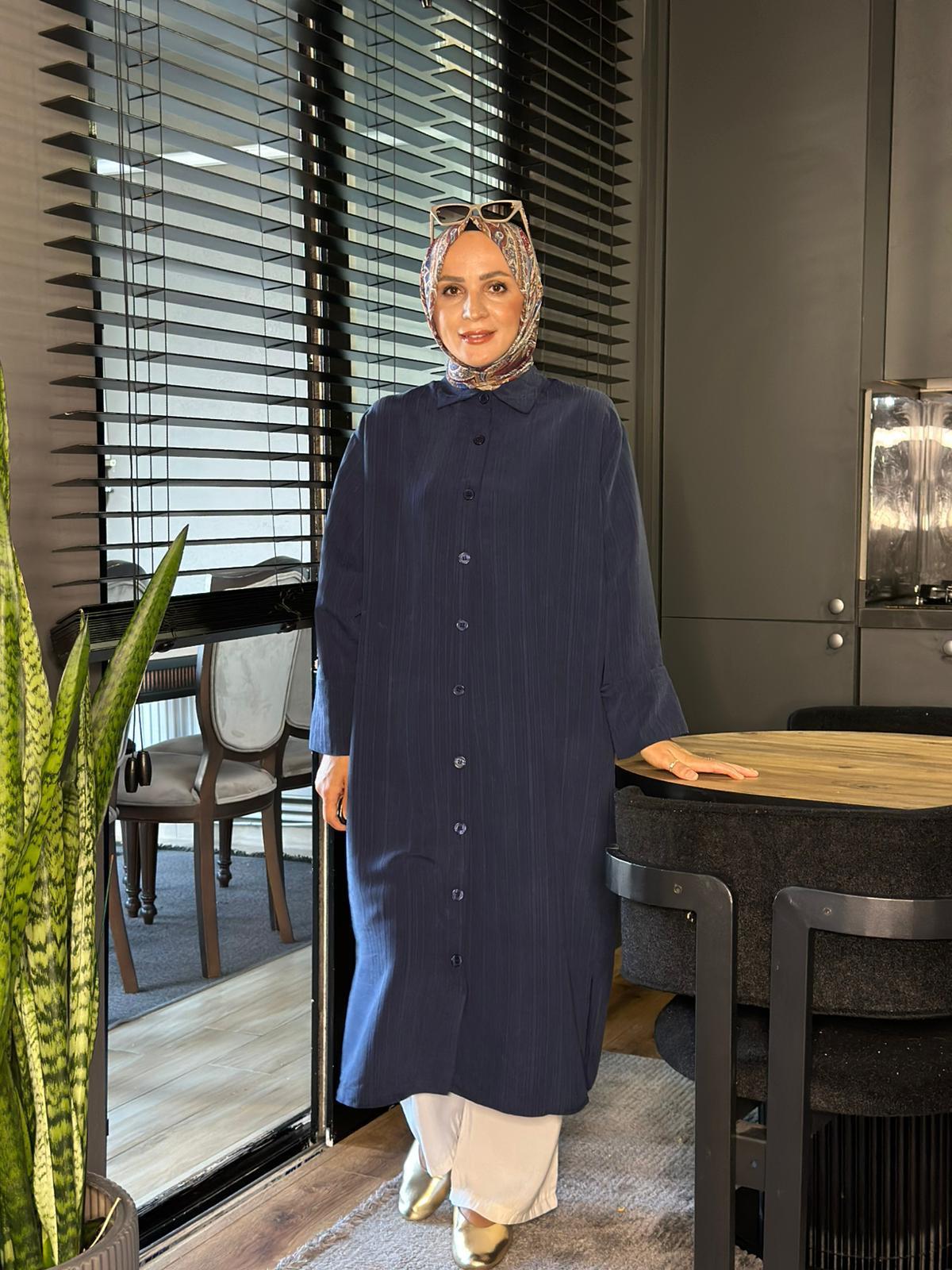 24333 KEMERLİ UZUN KAP LACİVERT S-M 
