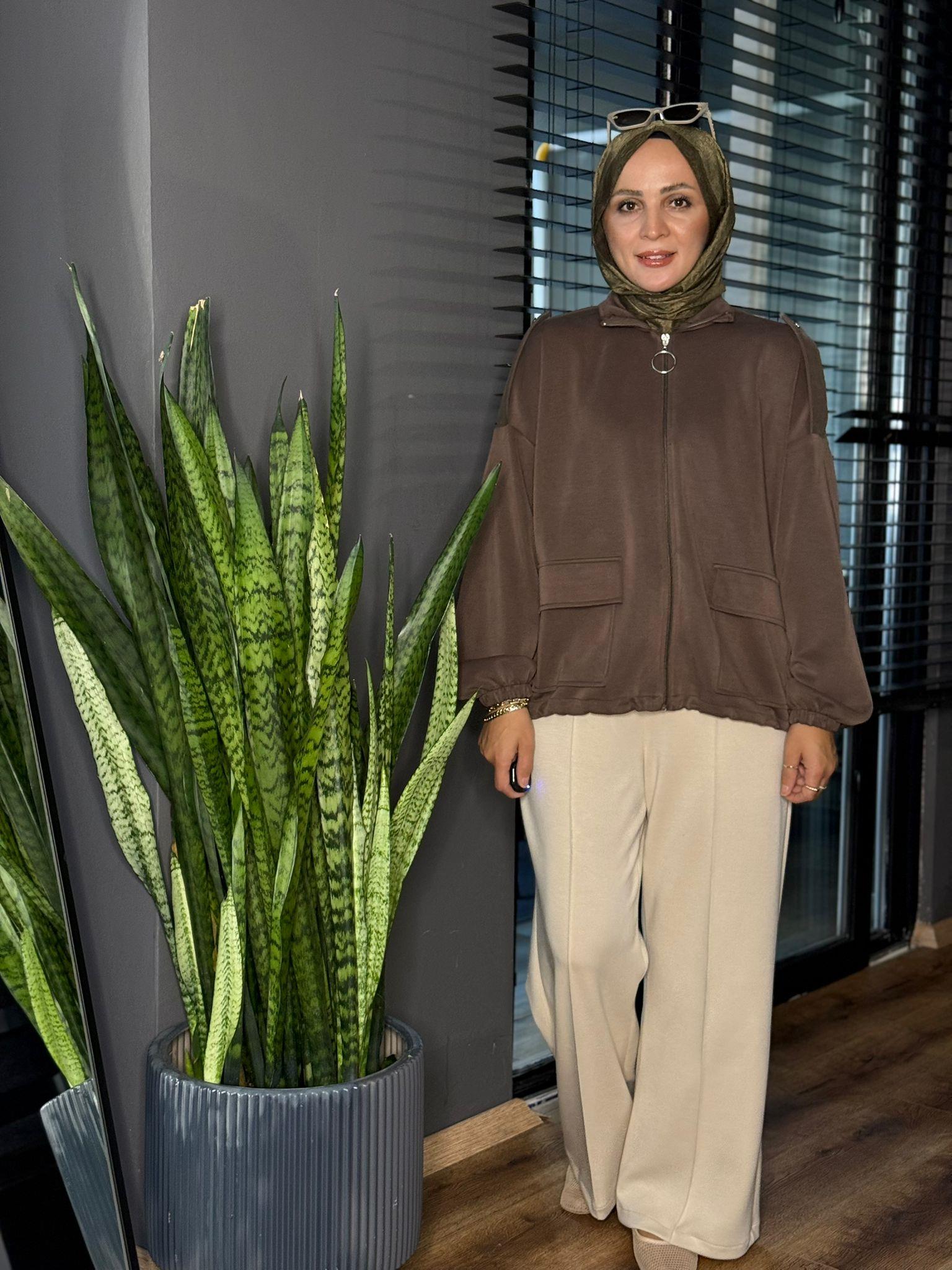 24354 CEPLİ KAHVE OYSHO TUNİK 