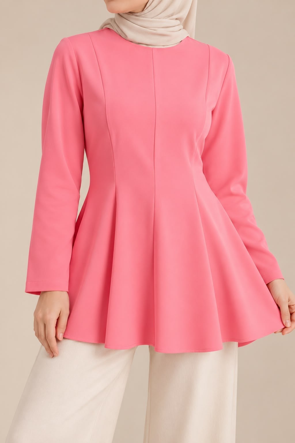 24443 KREP KUMAŞ TUNİK PEMBE 