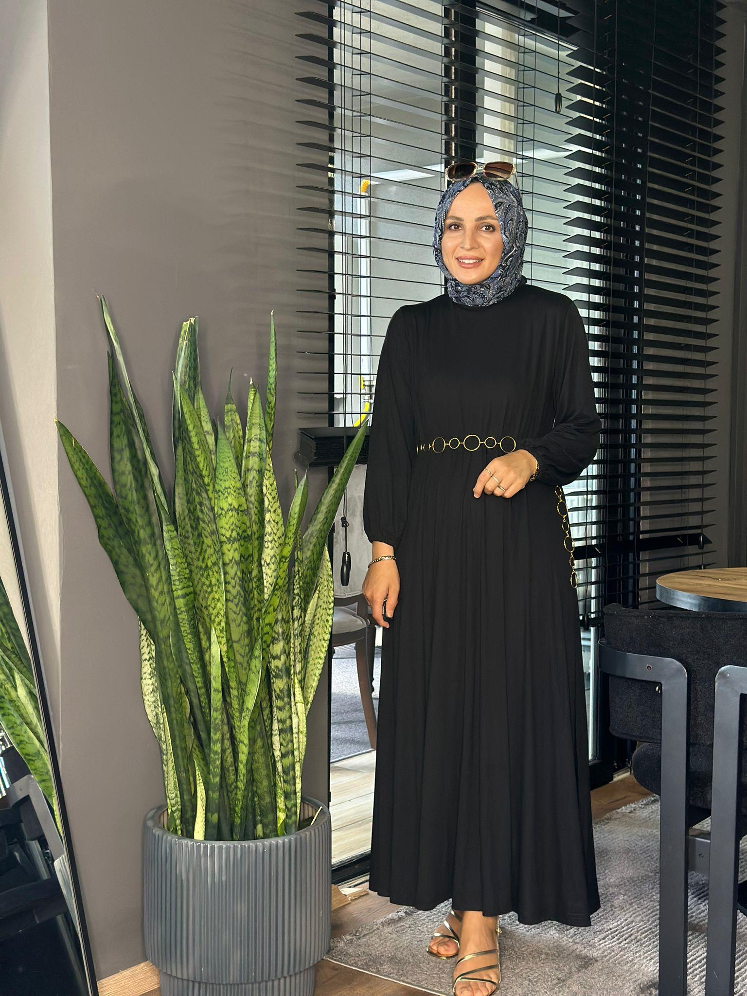 25119  BELDEN LASTİKLİ PENYE ELBİSE SİYAH STD 