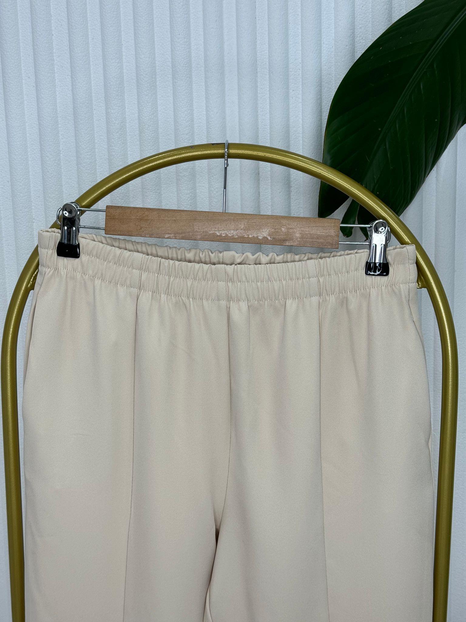 26047 ÖNÜ YIRTMAÇLI KUMAŞ PANTOLON BEJ 
