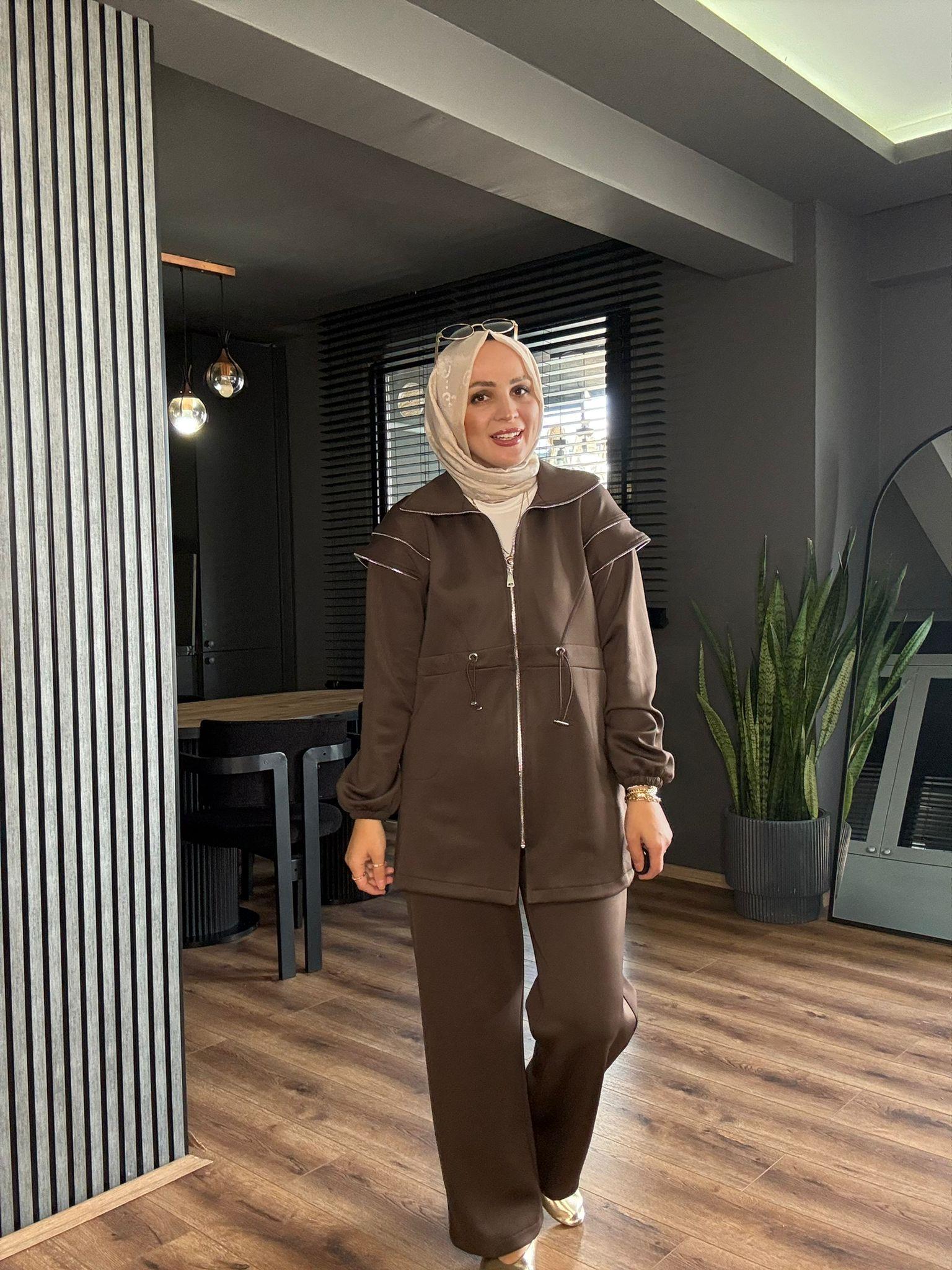 2860 FERMUAR DETAY OYSHO TAKIM KAHVERENGİ 