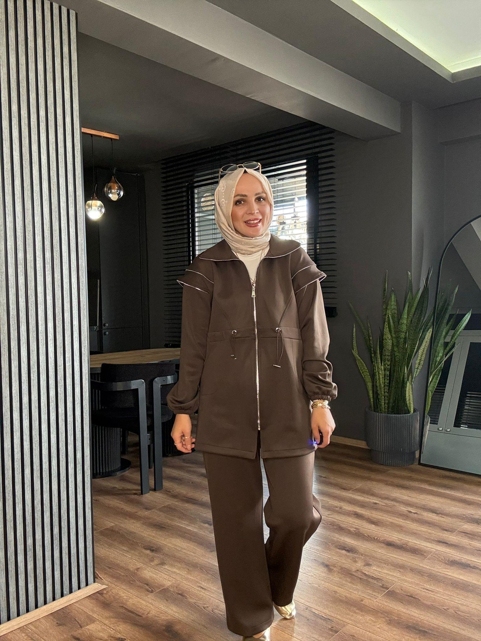 2860 FERMUAR DETAY OYSHO TAKIM KAHVERENGİ 