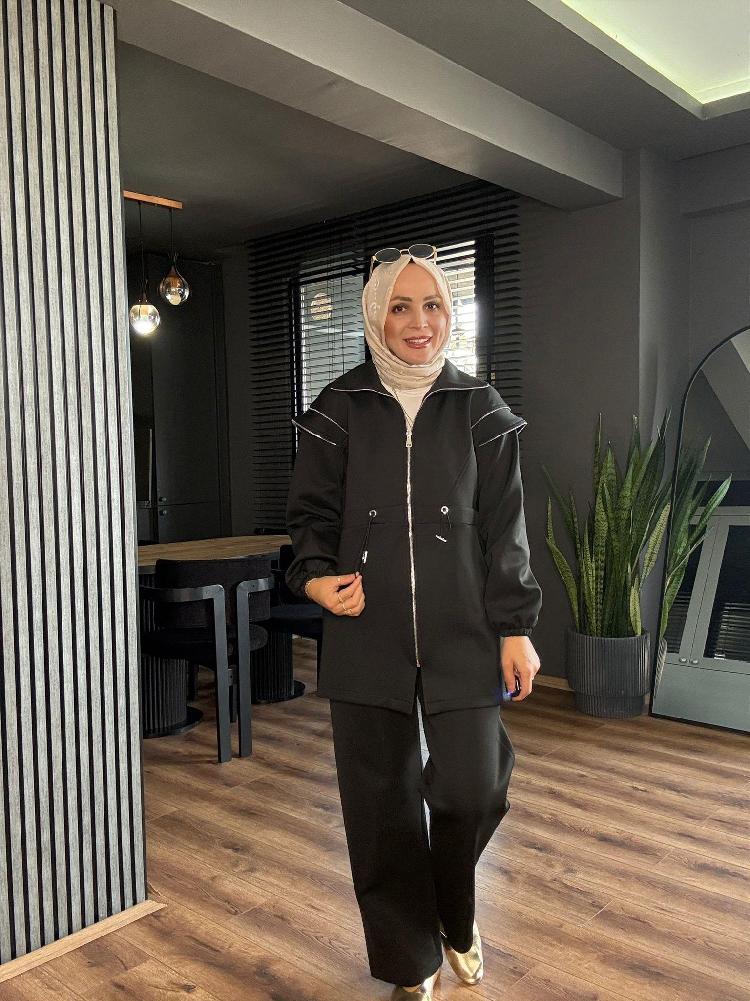 2860 FERMUAR DETAY OYSHO TAKIM  SİYAH 